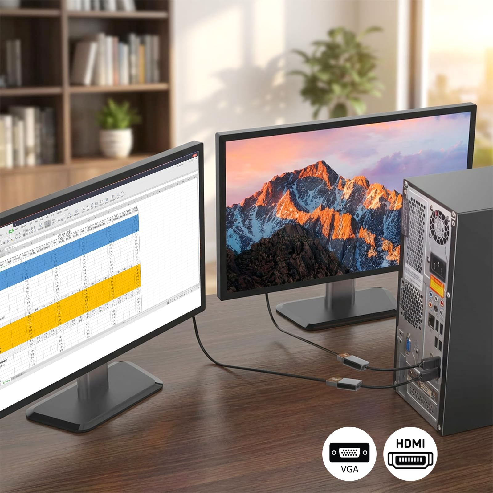 Adattatore da USB a VGA per monitor, convertitore da VGA a USB 3.0/2.0, cavo video multi-display 1080P per laptop, desktop, HDTV, monitor, proiettore
