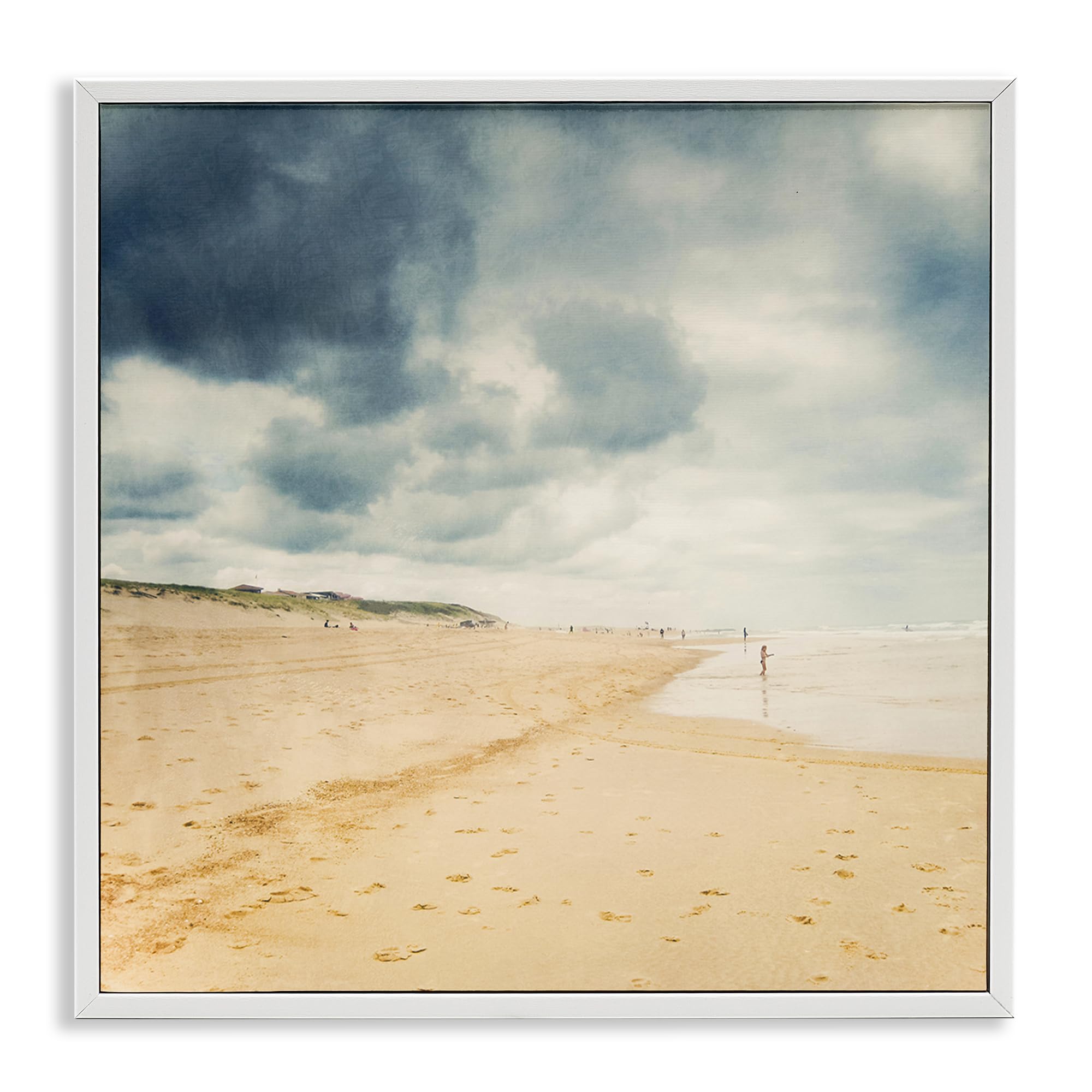 Cloudy Day Beach Coastal Landscape, 24 x 24 Inch Framed Giclée Print
