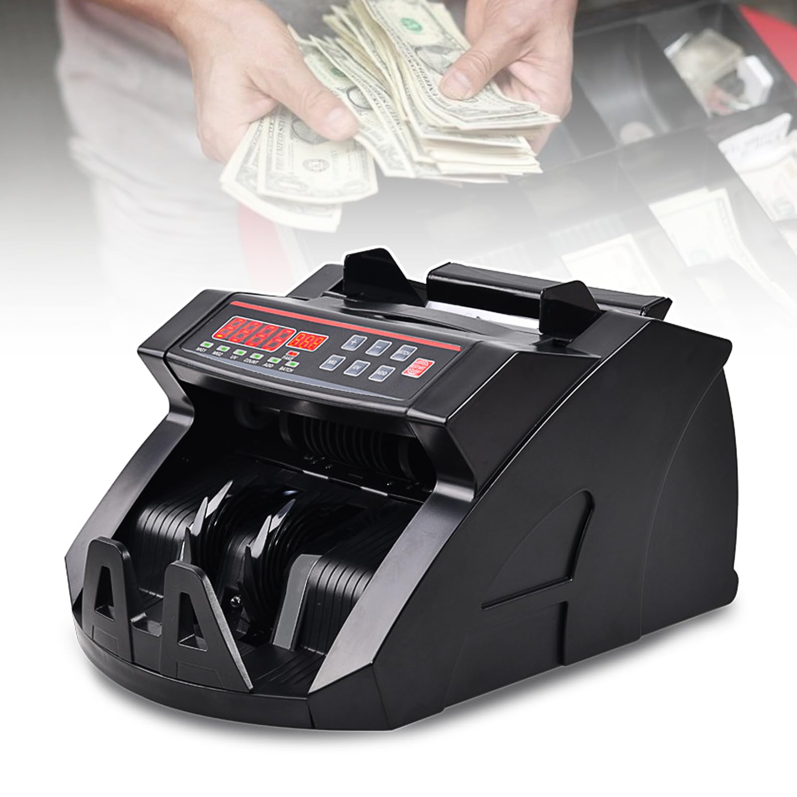Detector de falsificaciones, máquina contadora de billetes multidivisa, doble detección UV/MG, rápida 900 piezas/min, diseño fácil de usar