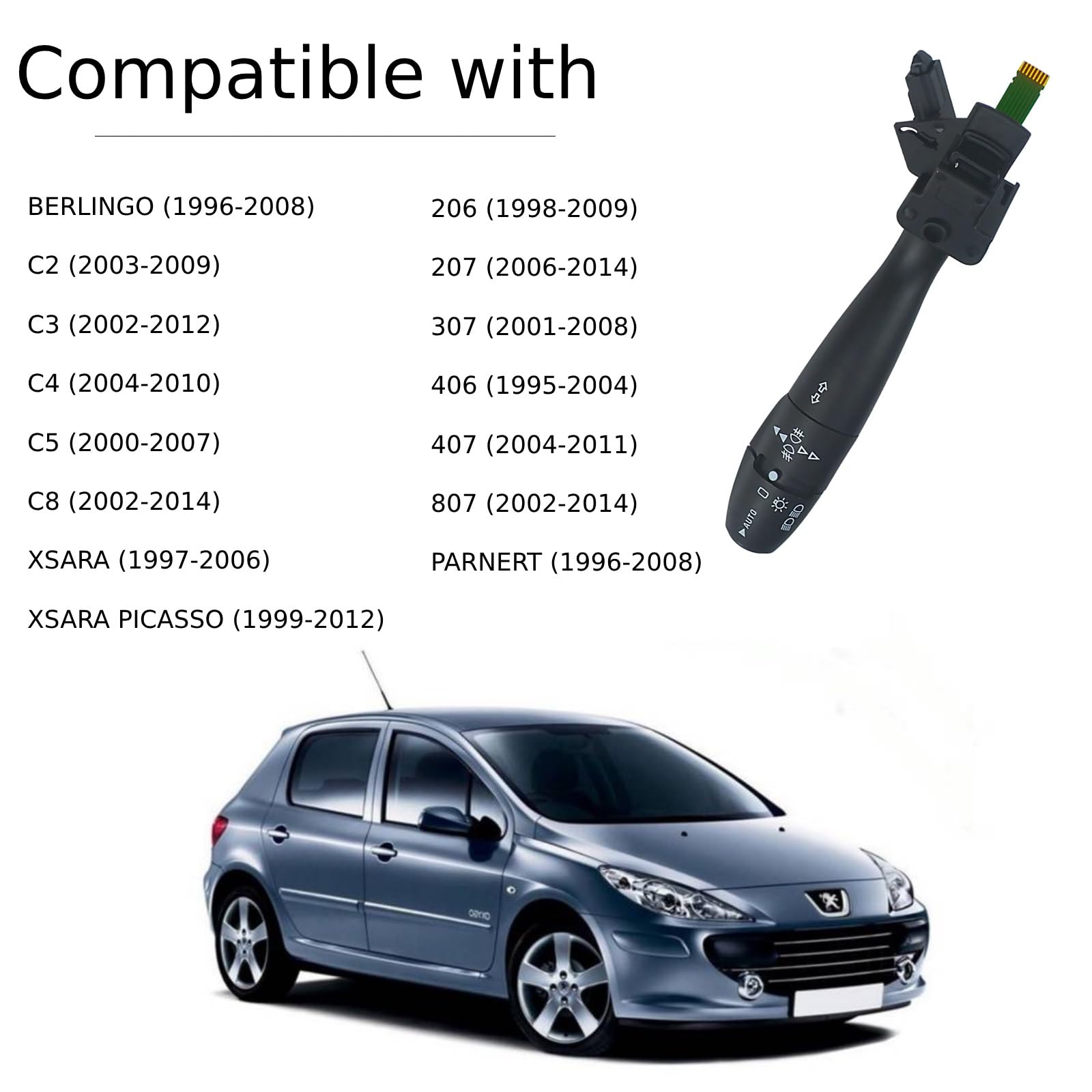 Pour Peugeot 206 207 307 301 308 3008 405 407 408 807 Indicateur De Direction De Voiture Commutateur De Tige Commutateur De Signal Auto Interrupteur Colonne Direction