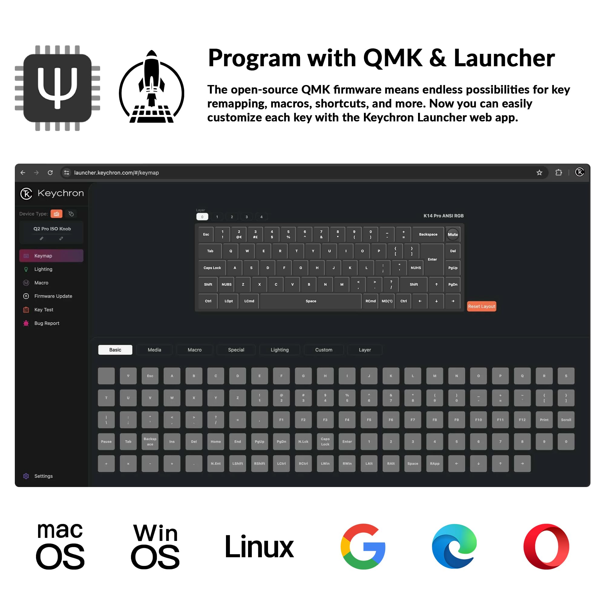 Keychron Q2 Pro - Kit tastiera meccanica 65% ISO Layout, USB-C/Bluetooth, programmabile QMK/Via, corpo in alluminio, kit barebone gioco da montare per switch 3/5 pin, Win/Mac-Nero