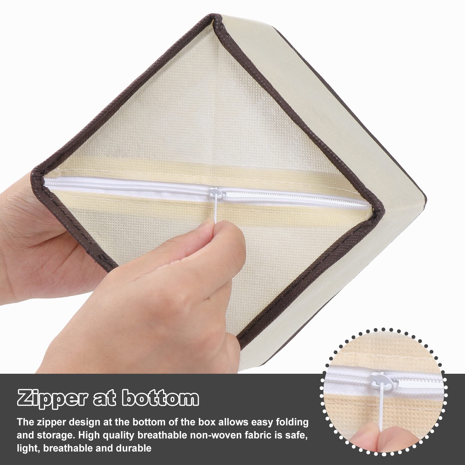 Organizzatore Per Cassetti In Tessuto - Set Di 6 Scatole Pieghevoli Bianche, 3 Misure Per Armadio