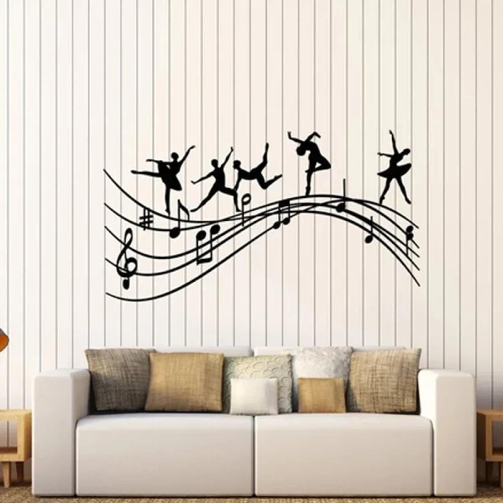 Ballet Silhouette wall Sticker Studio Dancer Note Jumping Melody Ballerina Sticker