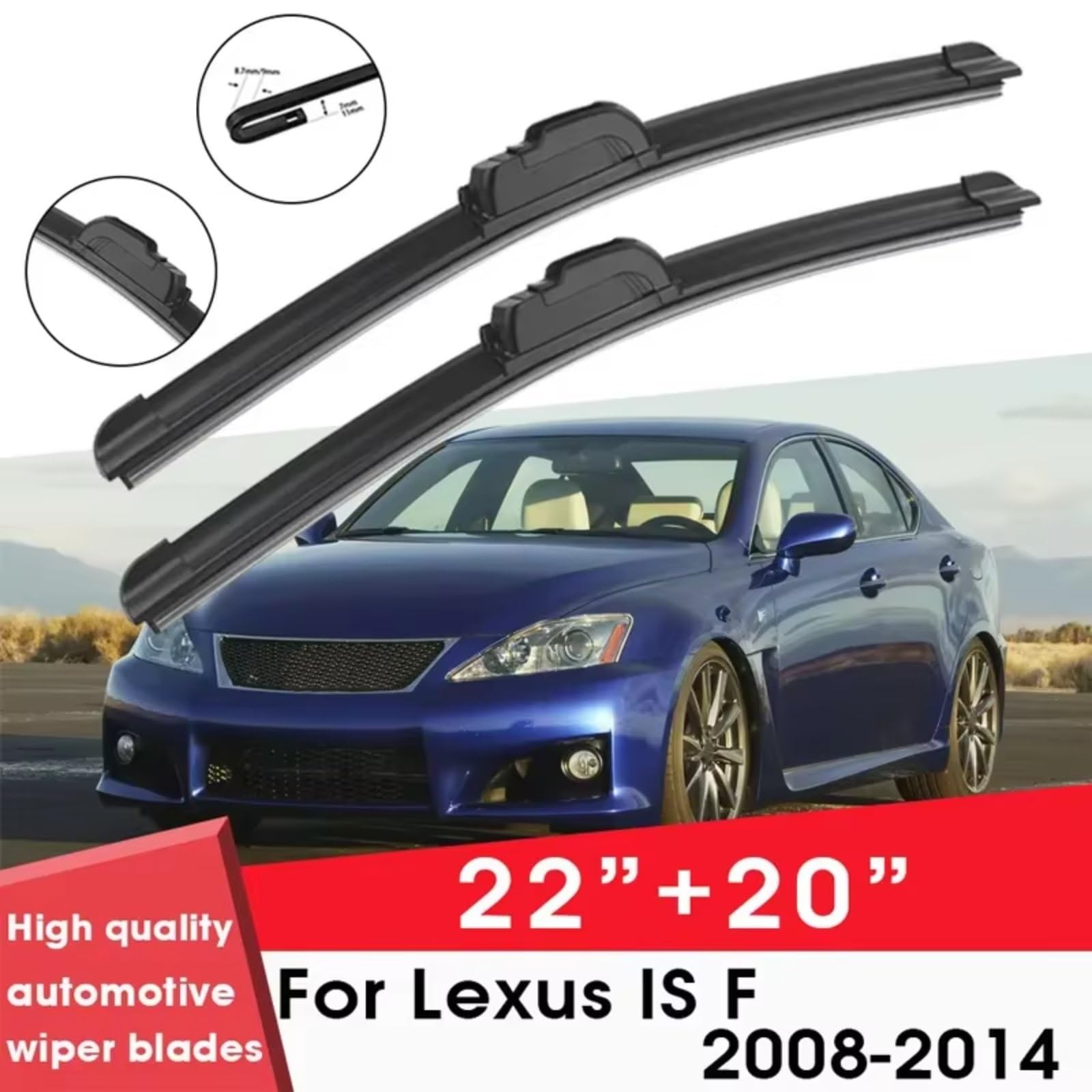 Escobillas Compatible Con Lexus Para IS F 2008 2009 2010 2011 2012 2013 2014 22 "+20" Limpiaparabrisas Goma Silicona Accesorios Para Limpiaparabrisas Escobillas Limpiaparabrisas