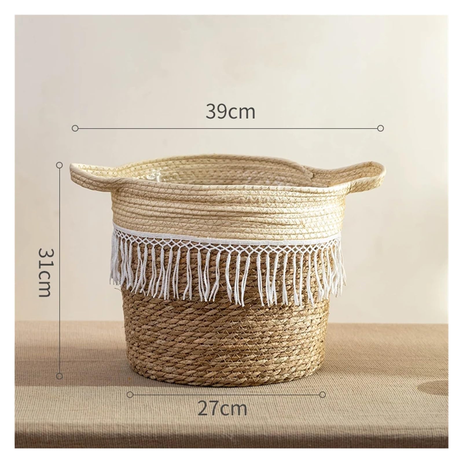 Wiklinowy kosz piknikowy, Handmade Straw Rattan Vase Basket For Flower Plant Indoor Outdoor Decoration(XL)