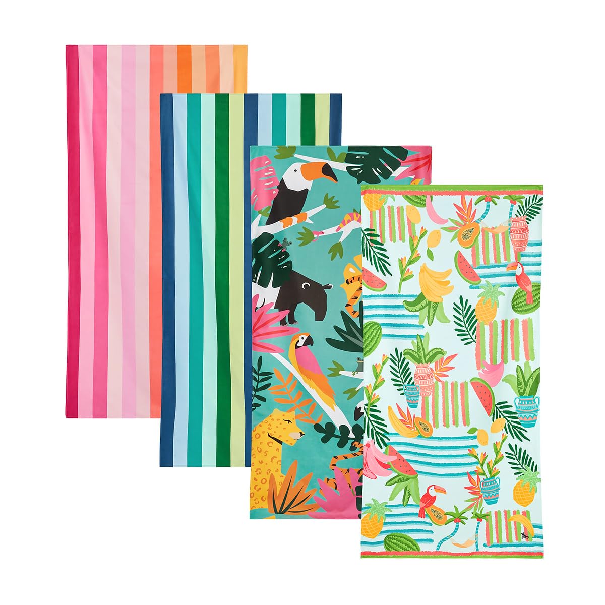 Dock & Bay Beach Towel - Quick Dry, Sand Free - Compact, Lightweight - 100% Recycled - Includes Bag - Havana Cabana - Set of 4 - Extra Large (200x90cm, 78x35)