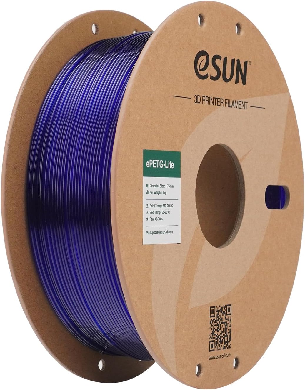 eSUN PETG Basic Filament 1.75mm, High Toughness Glossy PETG 3D Printing Filament, 1KG Spool (2.2 LBS) 3D Printer Filament, Blue