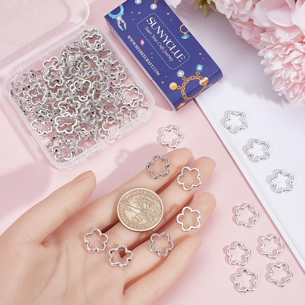 SUNNYCLUE 1 Boîte De 100 Pièces De 10 Styles Carrés En Alliage De Perles En Vrac Tibétain Vintage Argenté Creux Pour La Fabrication De Bijoux