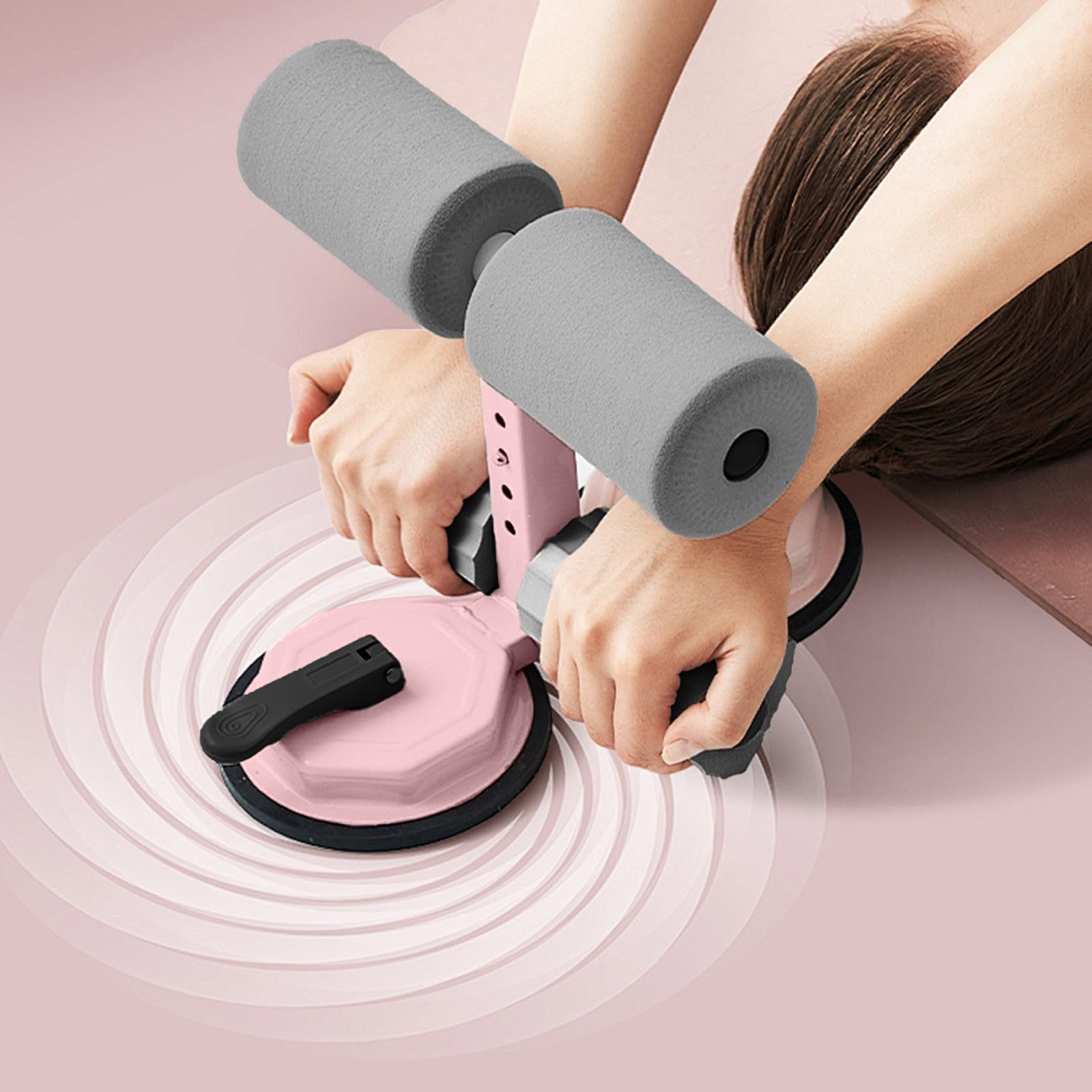 Sit-up-Assistent-Stange mit Widerstandsband, Bauchkerntraining, Sit-Up-Fußhalter mit zwei Saugnäpfen, Heim-Fitnessgerät