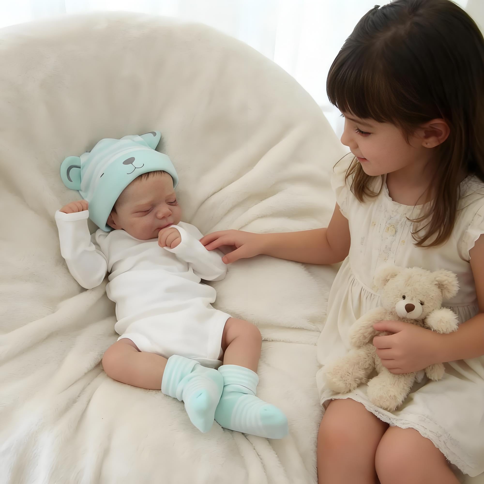RXDOLL Reborn lalki niemowlęce, 45 cm, realistyczne, miękki silikon, na całe ciało, winylowe, dziewczynka, wodoodporne, do spania, dla noworodków, zabawki dla dzieci w wieku 3+