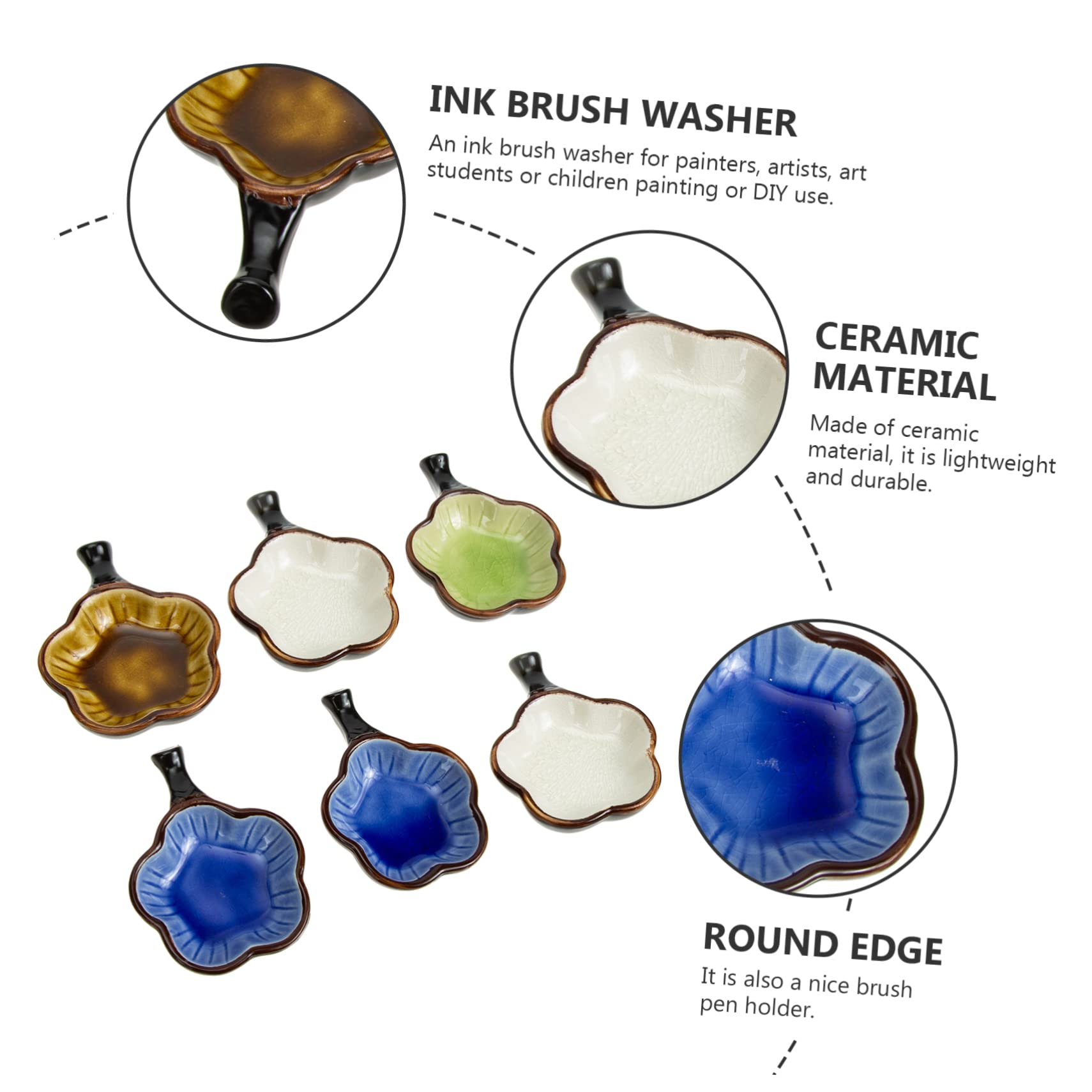 HOMSFOU 6pièces Céramique Gobelet De Lavage pour Pinceaux Récipient à Eau pour Encre Lave-pinceaux Support De Rangement pour Pinceaux