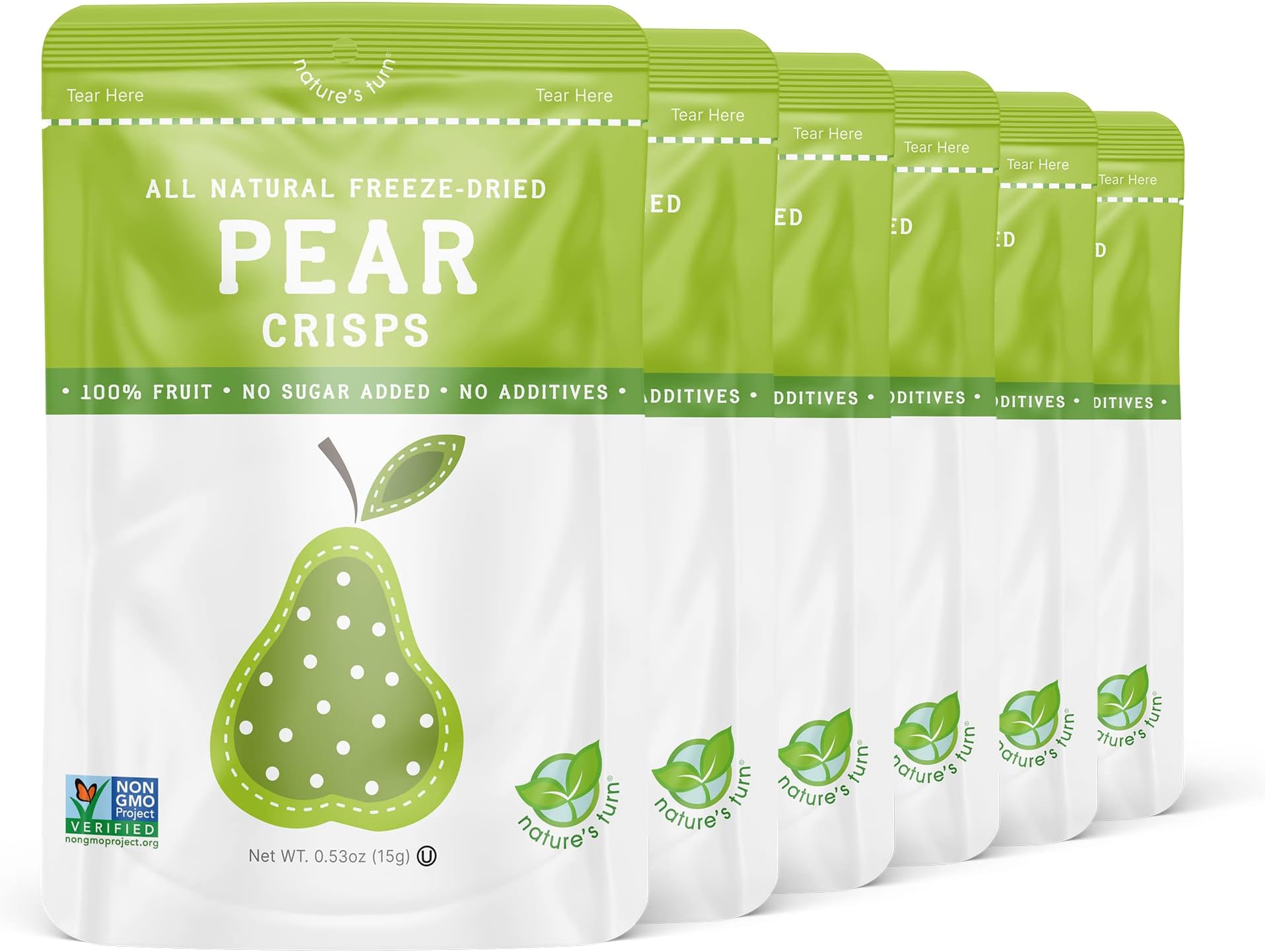 - Nature’s Turn Freeze-Dried Pear Crisps – Healthy, Gluten-Free, Crispy & Delicious, Plant-Based Snack, Ideal for Cereal, Smoothies, School Lunches, & On-the-Go, Bags of 6 (0.53 oz Each)