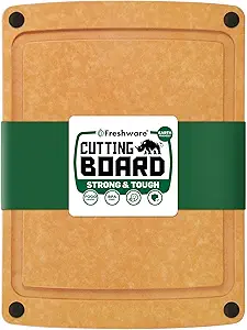 Freshware Wood Cutting Board for Kitchen, Juice Groove, Non-Slip Silicone Feet, Dishwasher Safe, 2X Large, 20" x 14", Natural