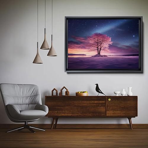 Miniatura 5 de Northern Lights Tree - Aurora Borealis Painting - Winter Wonderland - Nature Decor - Modern Wall Art - Canvas & Metal Prints