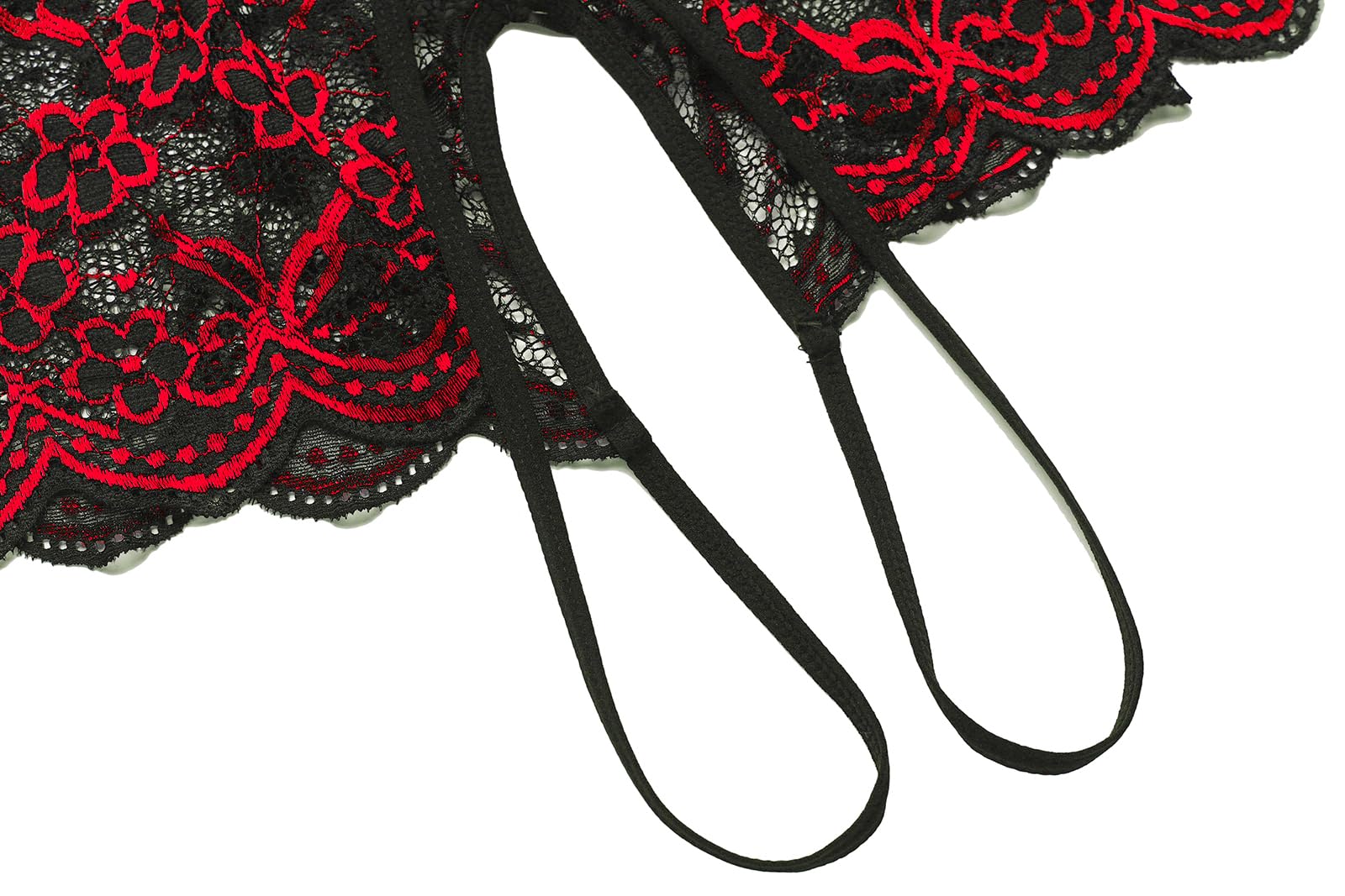 Ababoon Women One Piece Lingerie Lace Sexy Baby Dolls Teddy Sleepwear: Black&red Medium