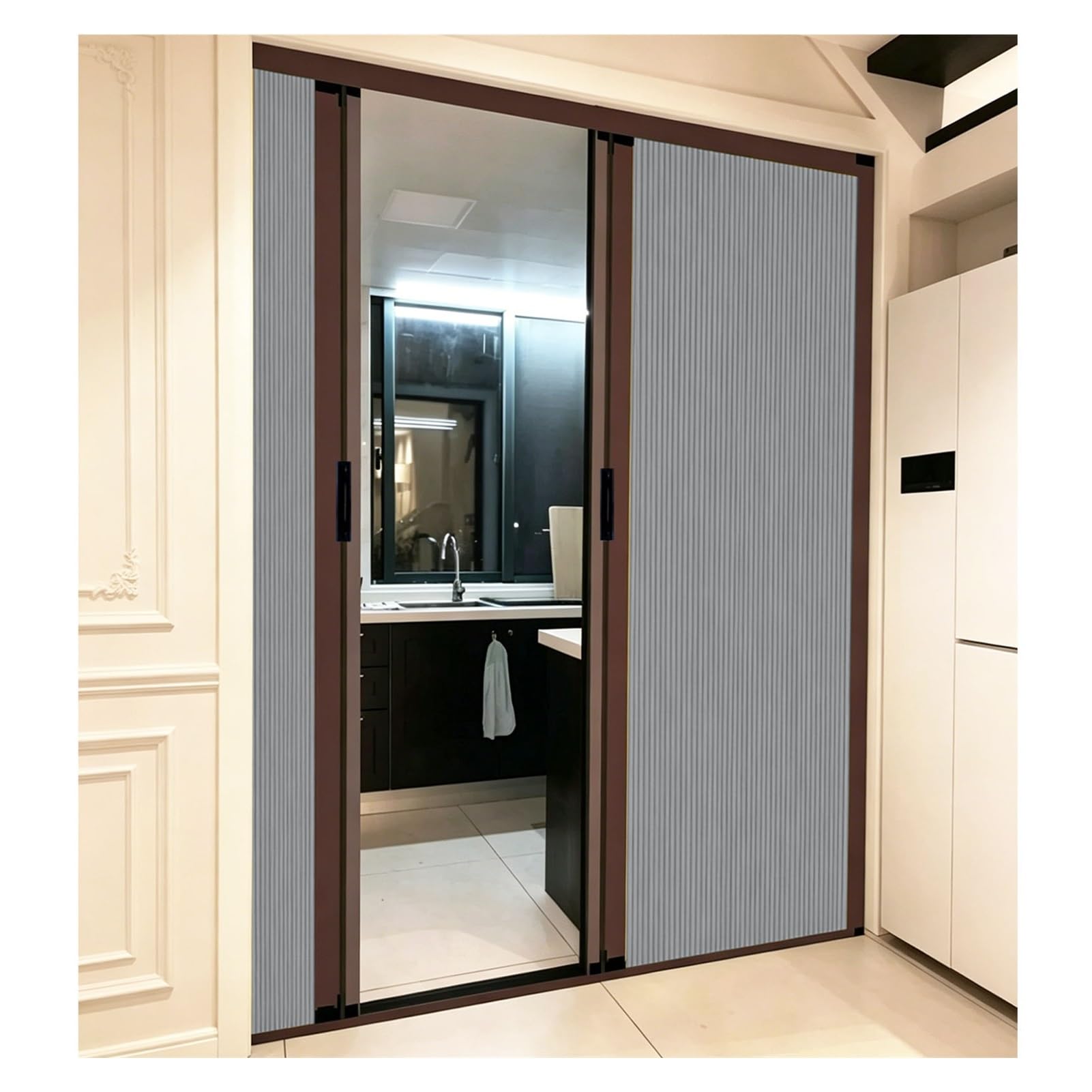 Tyzlup Gray Accordion Door For Closet Kitchen Bathroom Pantry, No Drill Space-Saving