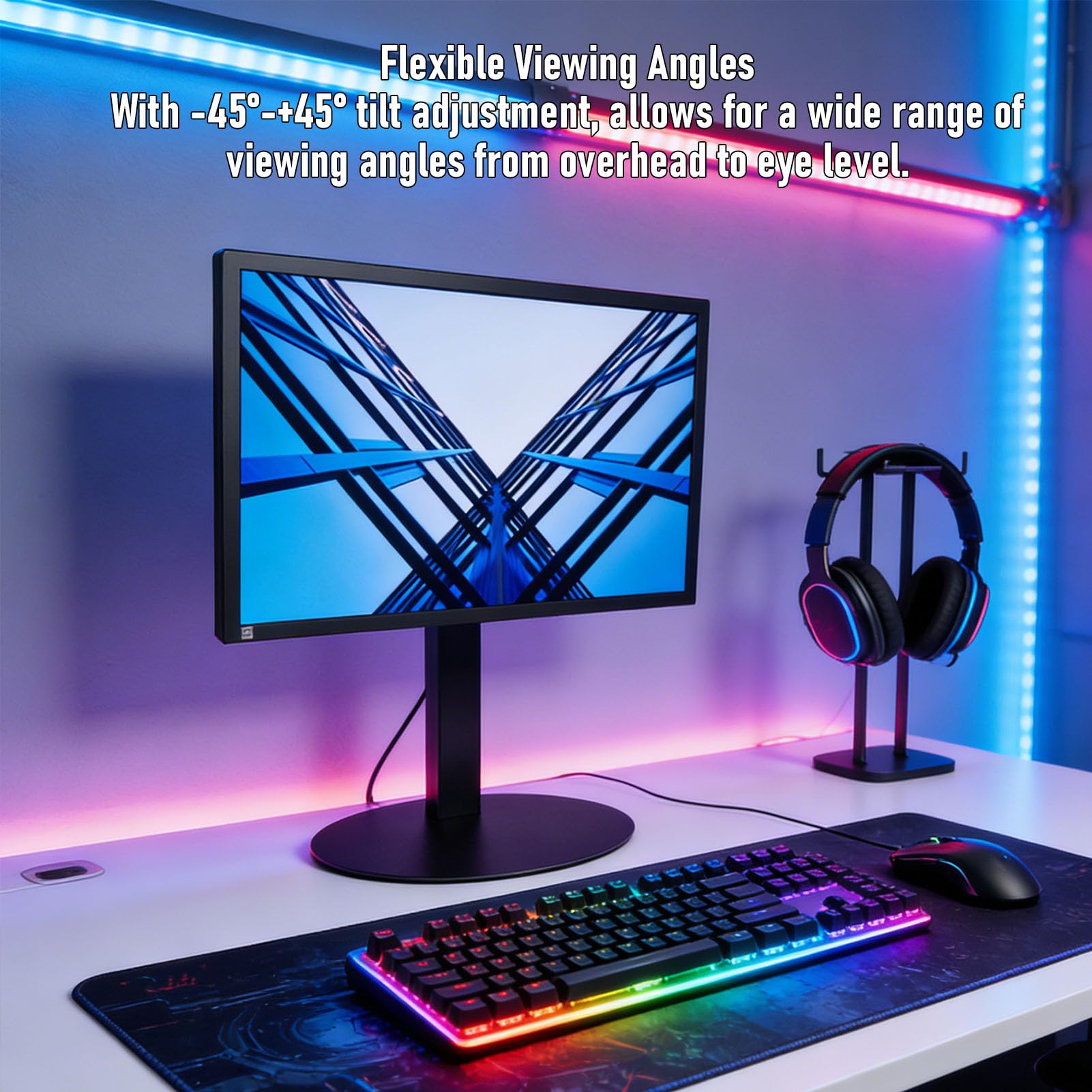 Supporto da Scrivania Indipendente per Display Singolo, Angolo Regolabile per Schermi da 14 a 34 Pollici, Home Office, Montante in Acciaio