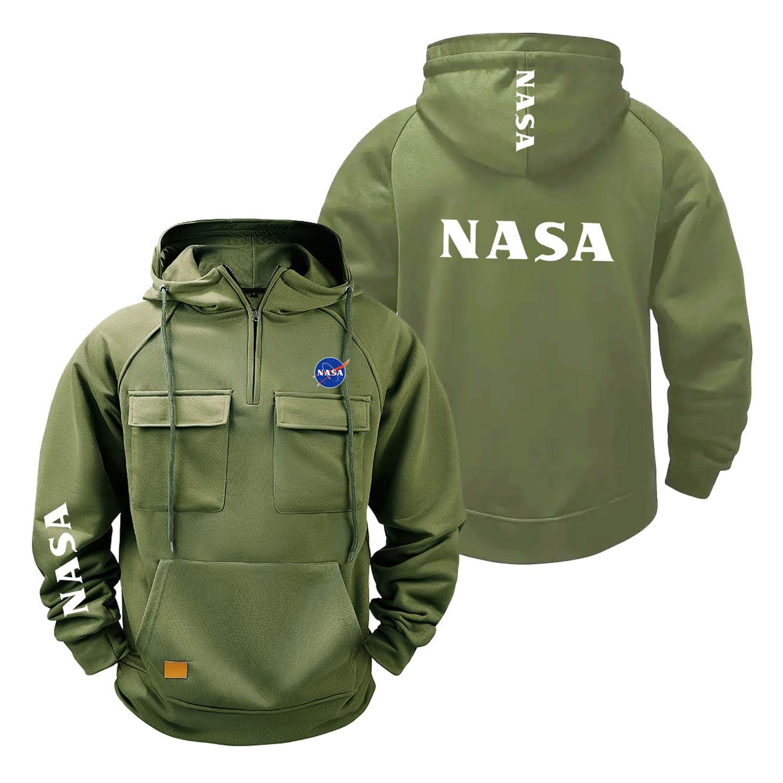 WDGYZZXJ Mens Hoodie Half Zip Coats for N.A.S.A Printed Tracksuit Jumpers Tops Hoody Fitness Jackets Long Sleeve Sweatshirt Spring Autumn Outwear-LvSe||3x_l