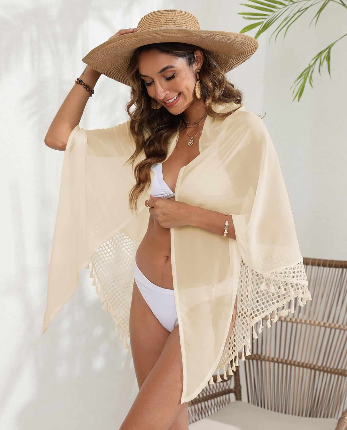 ZAFUL Boho Beach Cover Ups for Women Sarong Coverups Sheer Bikini Chiffon Wraps Skirts for Swimwear - Image 3