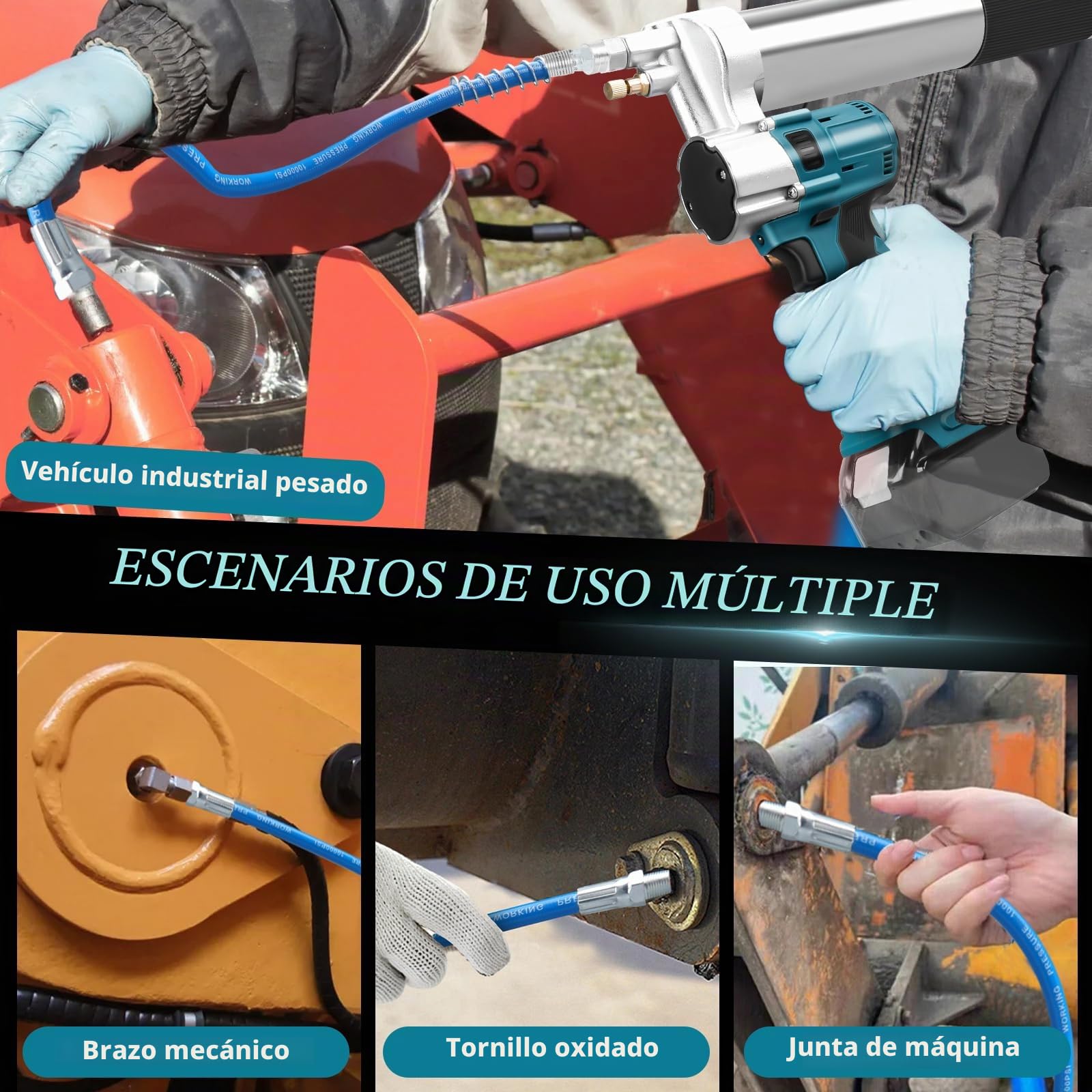WingFly Pistola Engrasadora inalámbrica para Makita 18 V Batería, 13000 PSI, motor sin escobillas, cartuchos de grasa de 650 ml, para engrasar vehículos y máquinas (sin batería)