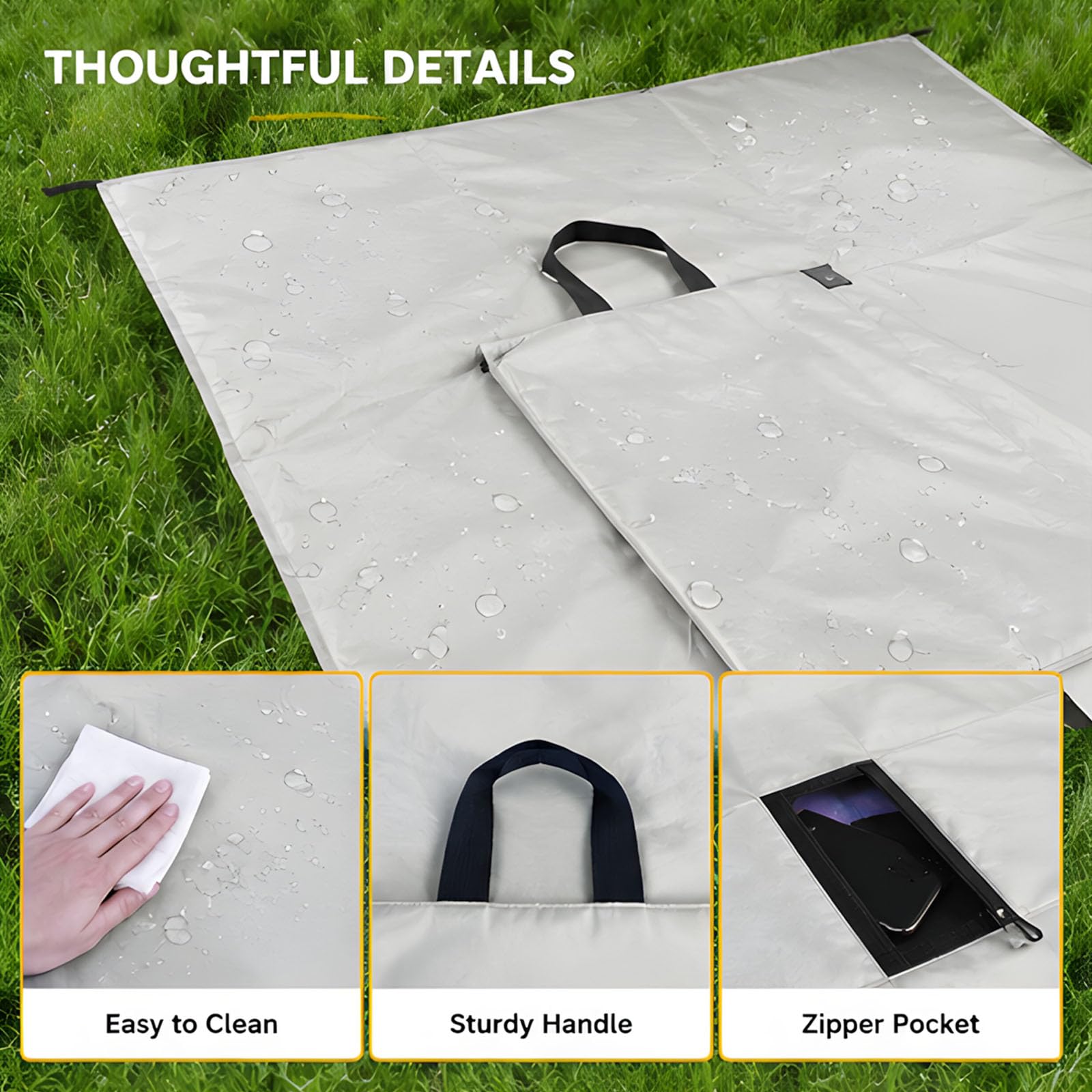 Borsa da campeggio Picnic Mat Pieghevole Tasca Portatile Oxford Panno Coperta Leggero Picnic Tappeto Prati Pad Facile da Pulire Borsa con Cerniera Esterna