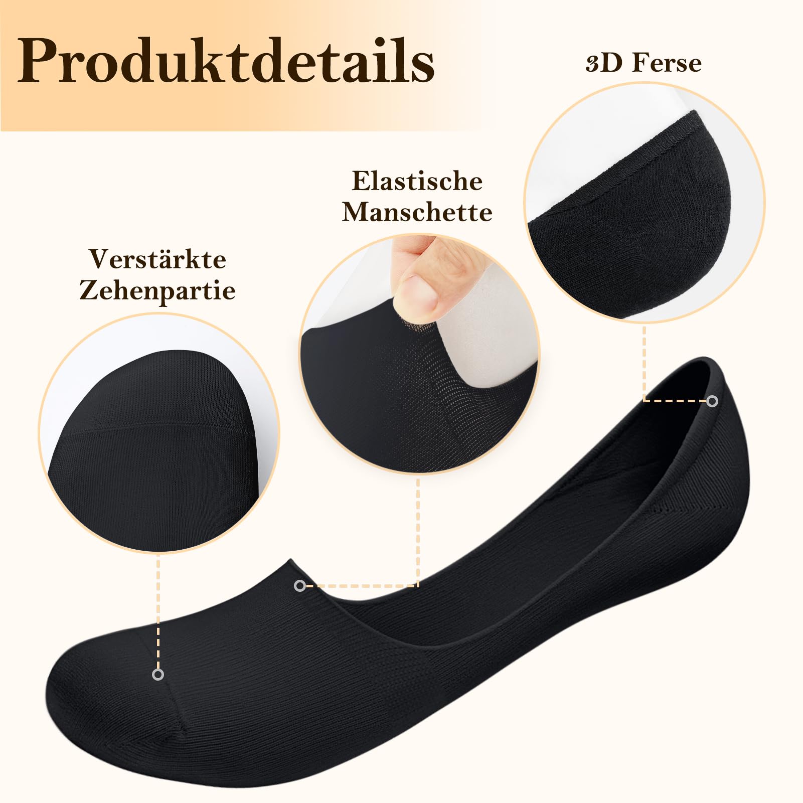 Kiiwah 4 Paare Füsslinge Herren, Füßlinge mit Rutschfestem Silikon Unsichtbare Socken Sneaker Socken Unsichtbar Invisible Socks Herren für Canvasschuhe, Sneaker, Oxford-Schuhe, Freizeitschuhe