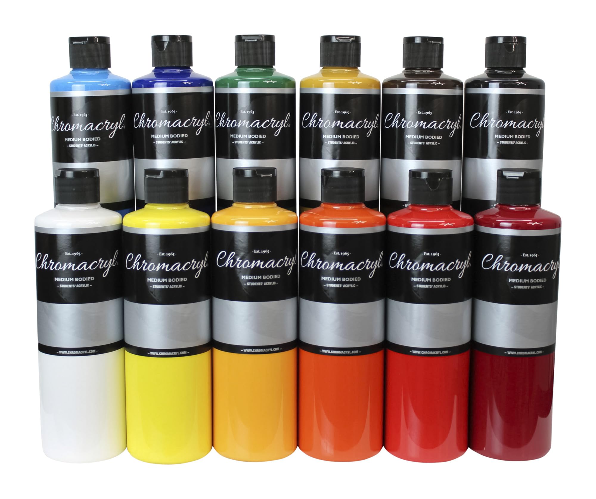 Chroma Chromacryl Premium Acrylic Paint - Pints - Set of 12 - Assorted Colors