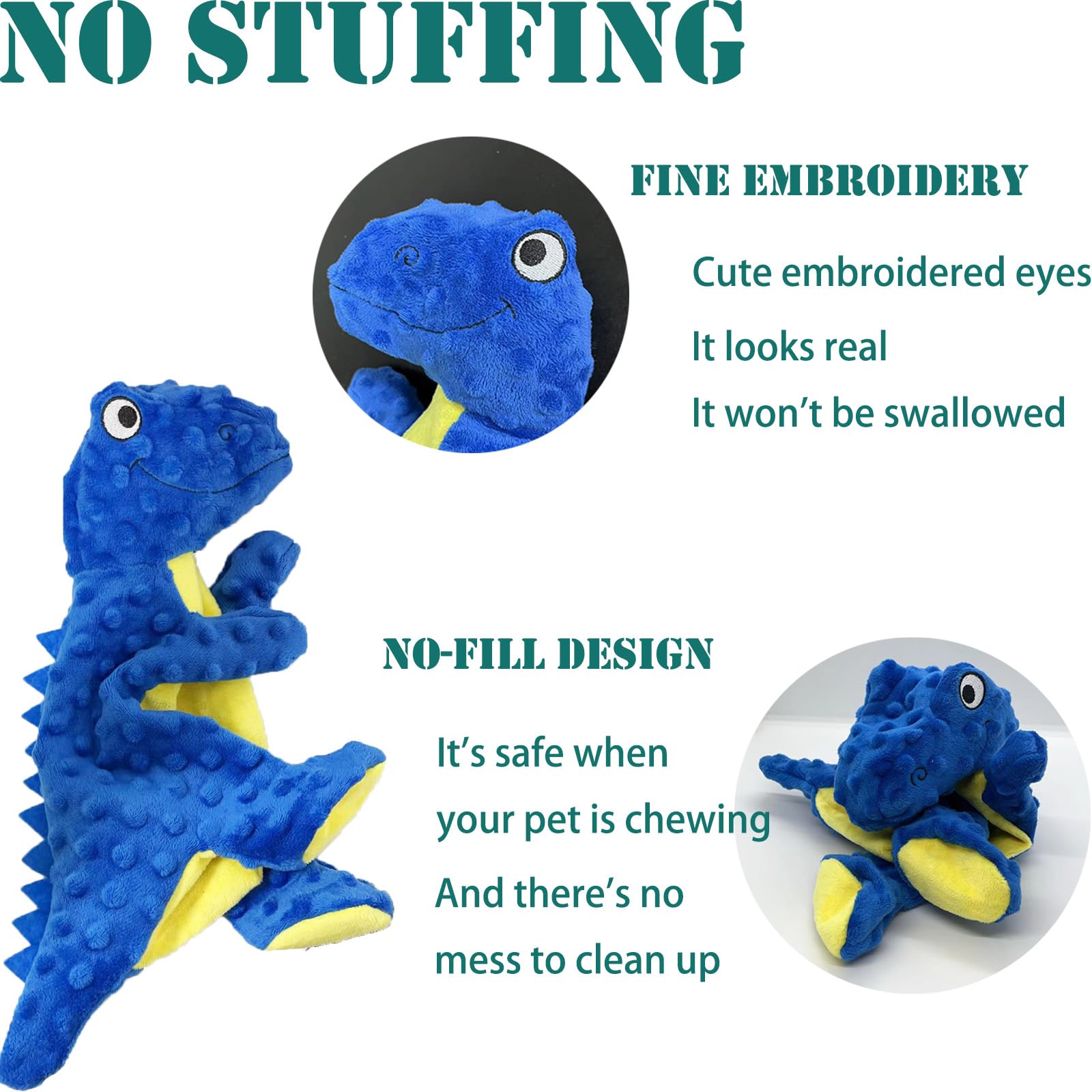 Juguetes para perros sin relleno para masticadores agresivos, juguetes chirriantes arrugados para perros, juguetes masticables duraderos para perros, juguetes de peluche suaves y resistentes,