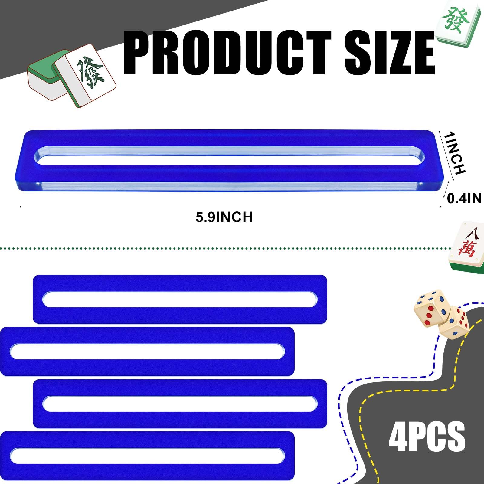 4Pcs Mahjong Line Finder, Mahjong Card Line Guide Bright Acrylic Mahjong Line Reader Tracker Ruler Marker Strips Mahjong Rules Helper Mahjong Accessories Mah Jongg Gifts for Beginner Players?Blue