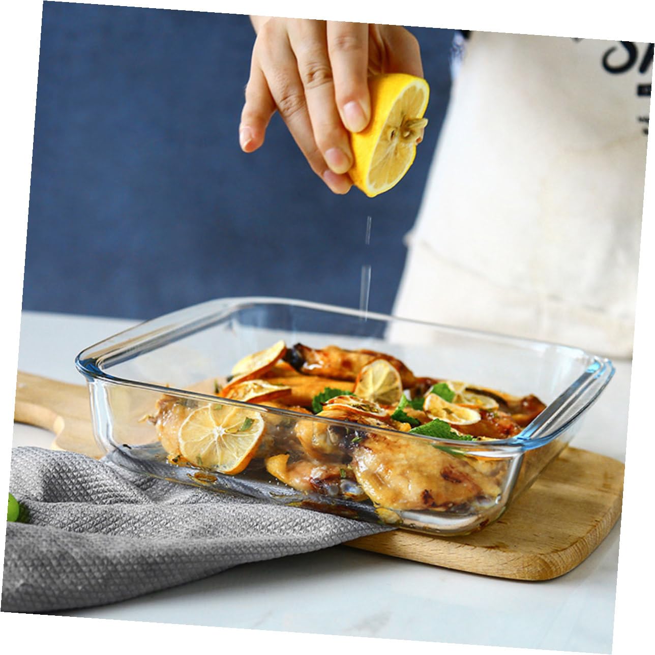 2 Stück Premium Glas Backblech Quadratisch Hitzebeständig Mikrowellengeeignet Vielseitig für Backen Pizza Aufläufe und Haushaltsgebrauch