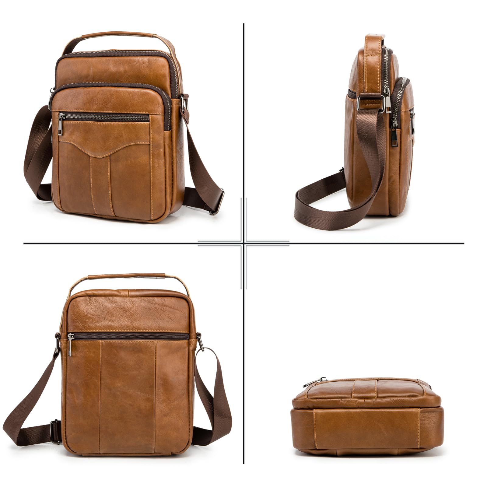 Sacs bandoulière Homme Sacs business vintage cuir veritable Sacs à main voyage multifonctionnel