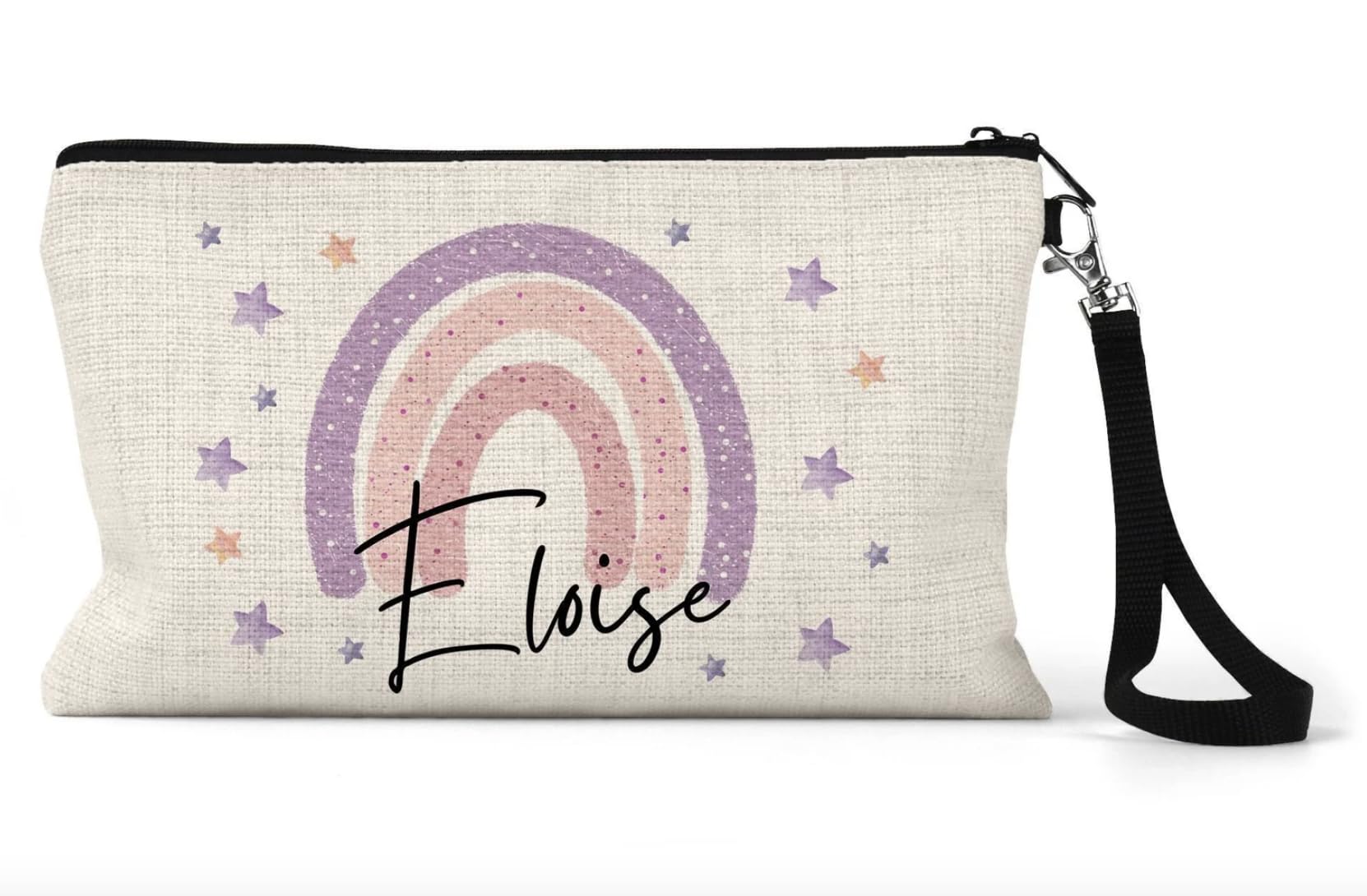 UNIQUEPGIFTS Personalised Girls Pencil Case – Custom Name School Pencil Case, Kids Stationery Bag, Back to School Gift, Christmas Stocking Fillers for Girls, Makeup Pouch, 15 x 24cm with Strap