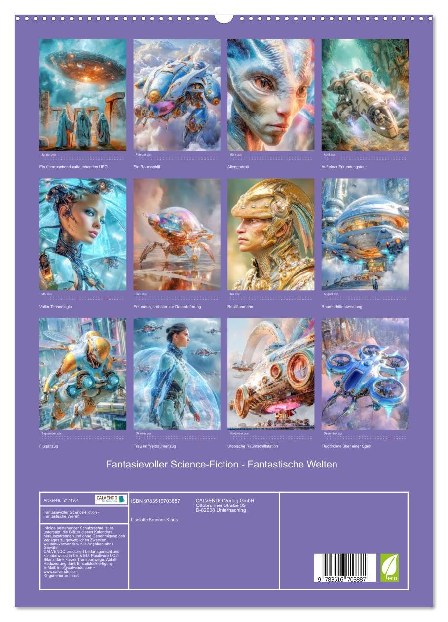 Fantasievoller Science-Fiction - Fantastische Welten (hochwertiger Premium Wandkalender 2026 DIN A2 hoch), Kunstdruck in Hochglanz: Galaktische ... Science-Fiction Fans. (CALVENDO Technologie)