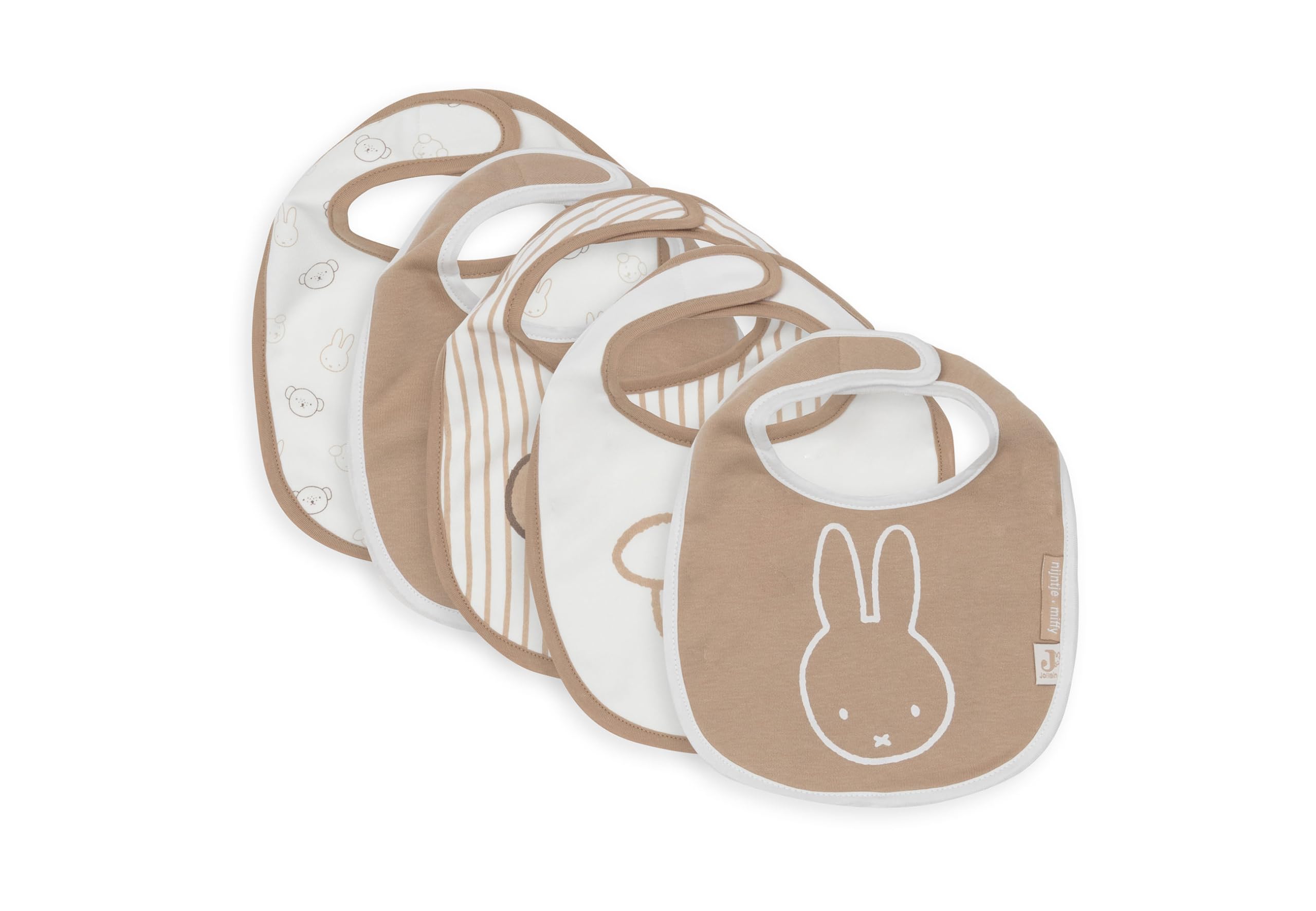 Jollein Baby Bibs - Miffy Heads - 5-Pack - Waterproof Bibs - with Velcro - Baby Bib - Bib Bandana, Miffy and Friends