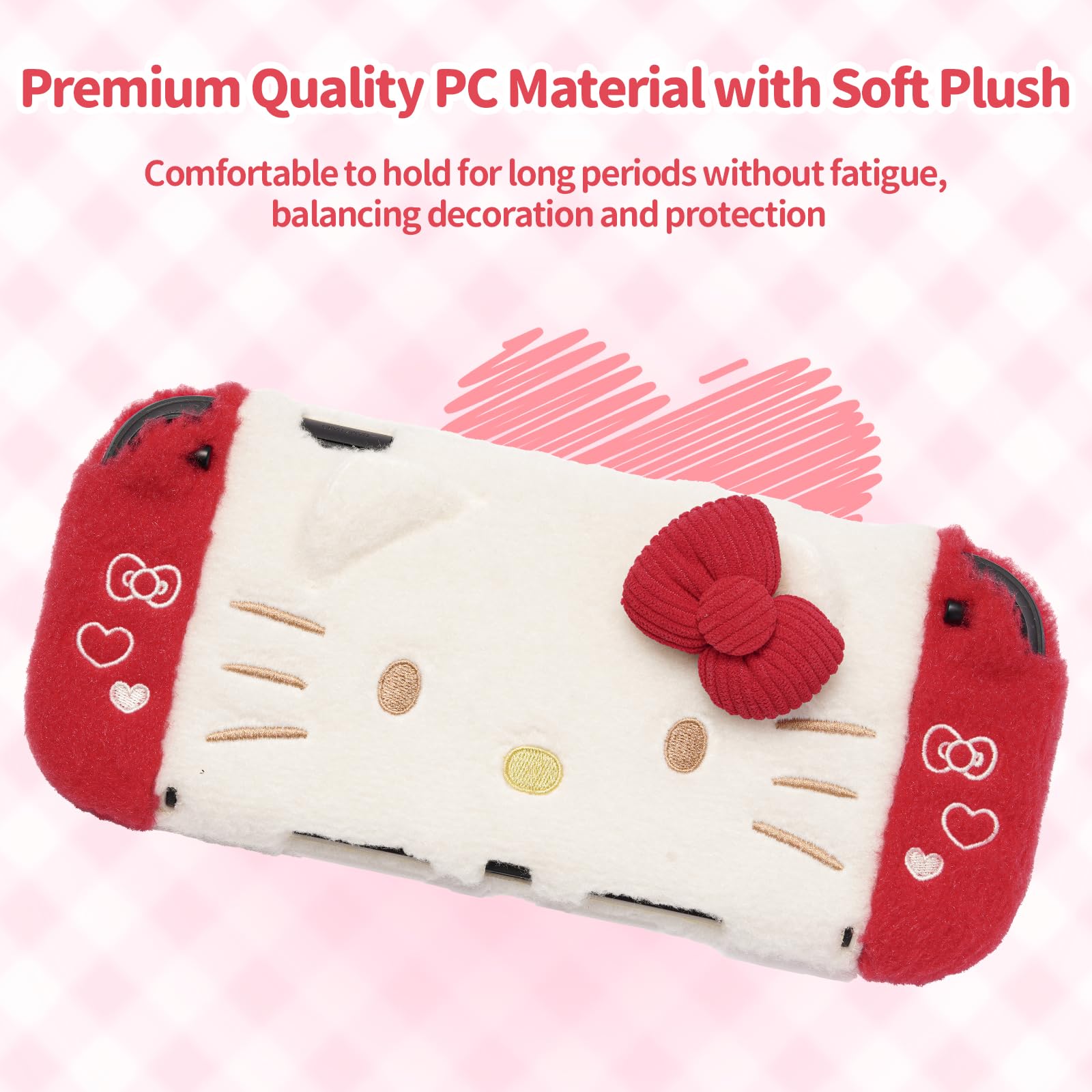 Kuitmor Plush Protective Case for Switch 2, Kawaii Protective Shell Hard PC Slim Cover Case Compatible with Switch 2025 Game Console and Joystick Controller - HLK - 2