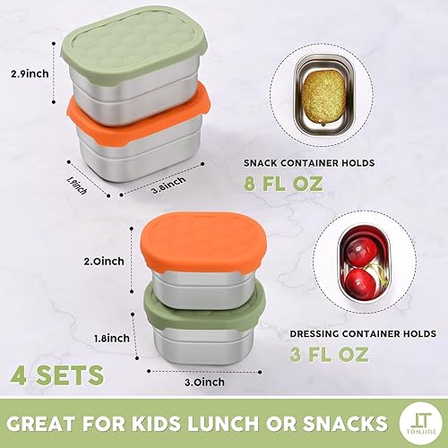 Miniatura 3 de Recipientes de acero inoxidable para niños y juegos de recipientes de aderezo de ensalada | Recipientes pequeños de alimentos fáciles de abrir con