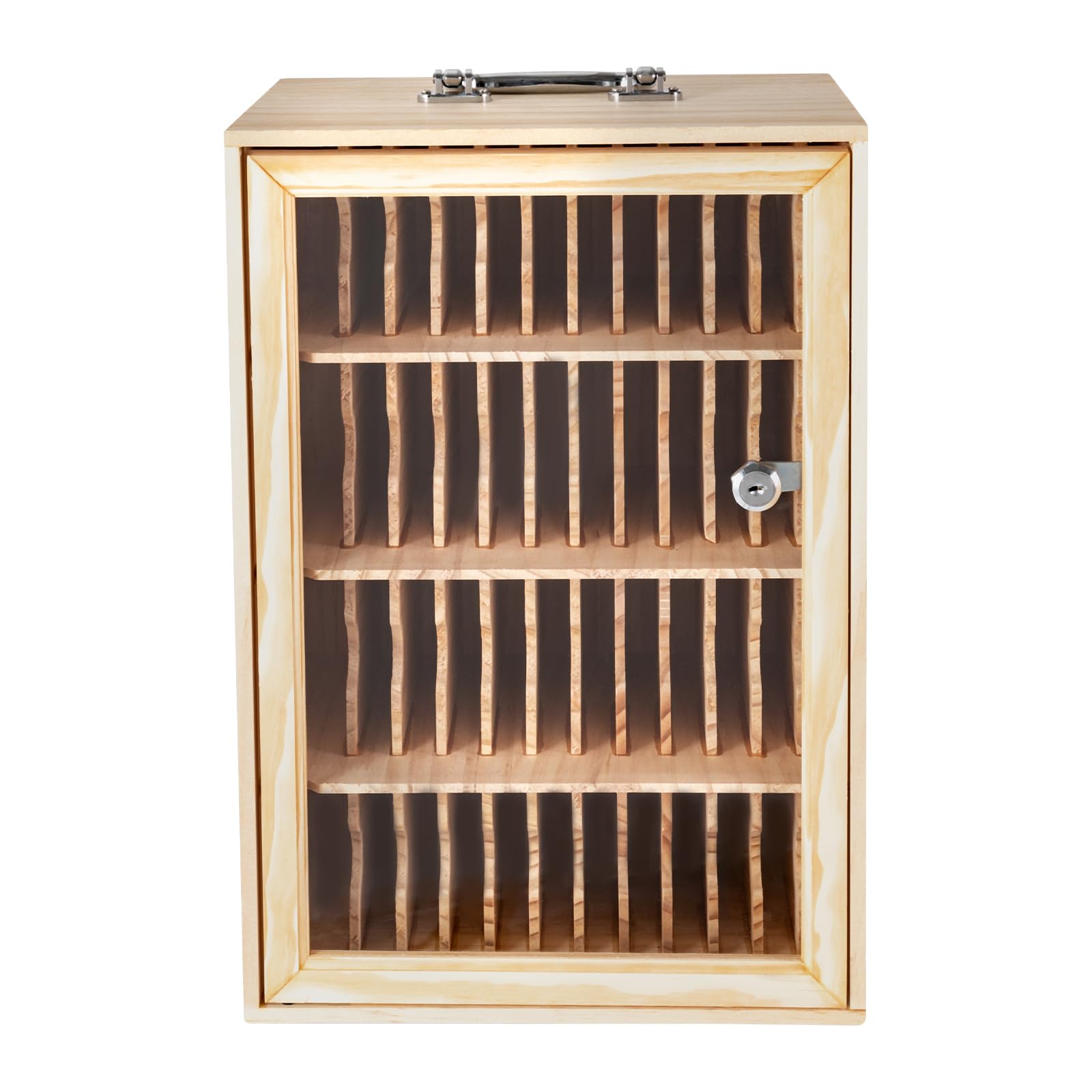 Cell Phones Storage Cabinet with Lock 48 Slots Cell Phone Holder Storage Cabinet for Cell Phones Classroom Cell Phone Lock Box, Wooden Cell Phone