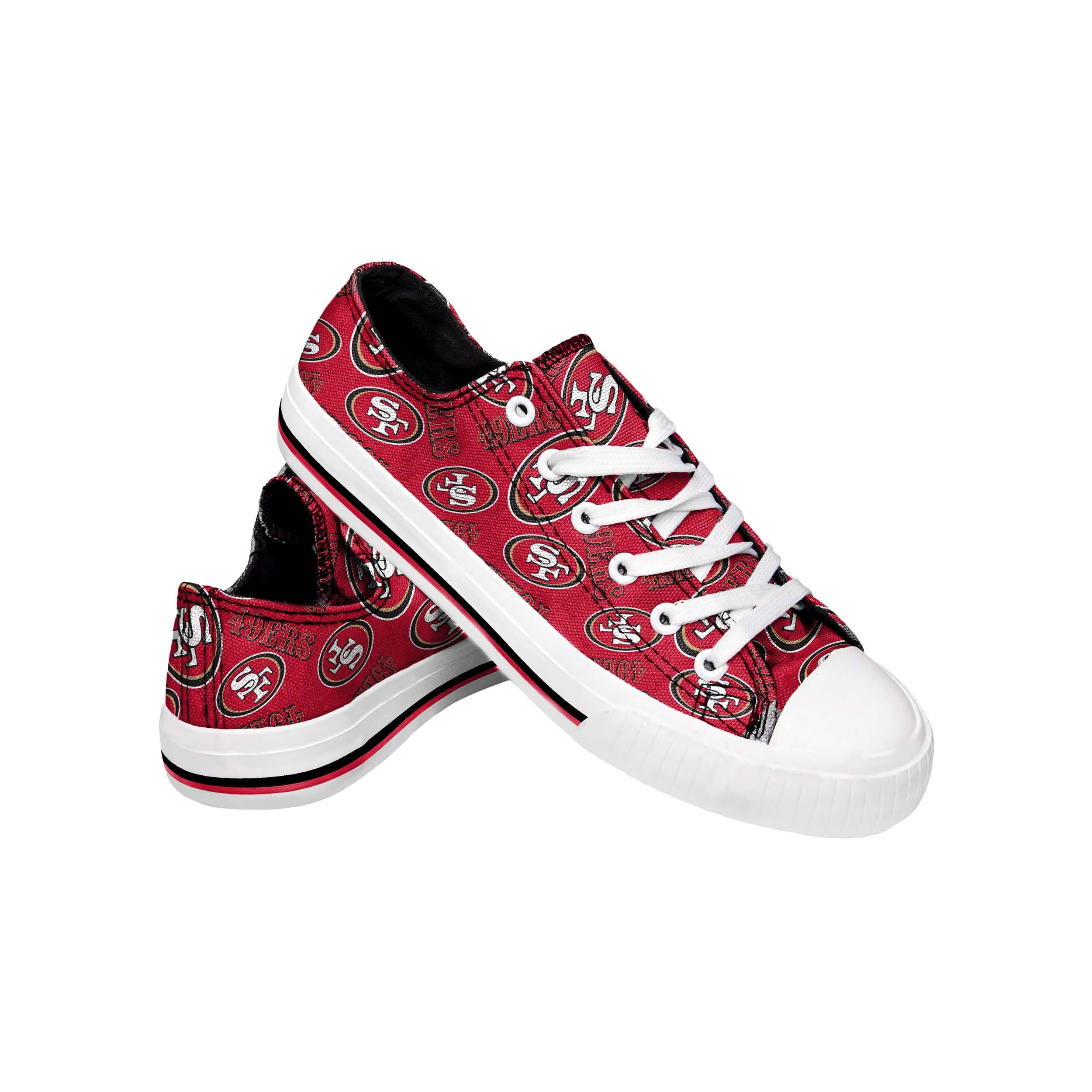 FOCO San Francisco 49ers NFL Womens Low Top Repeat Print Canvas Shoes - 9