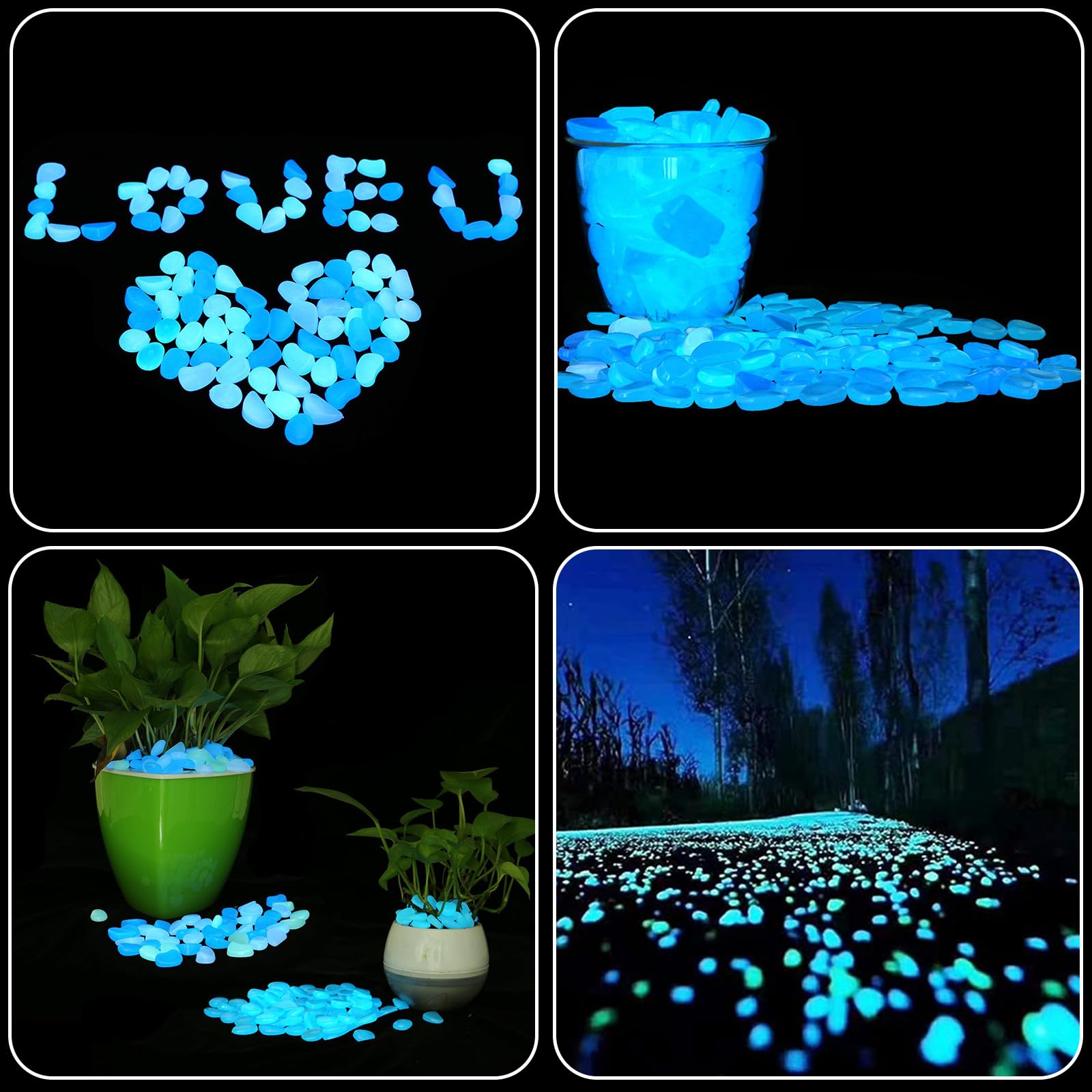 300 Pezzi Pietre Da Giardino,Decorazione Giardino Pietra Luminosa Pietre Per Decorativi Per Vasi Per Decorazione Di Corridoio Aperto Decorare Acquario Cortile (Bianco)