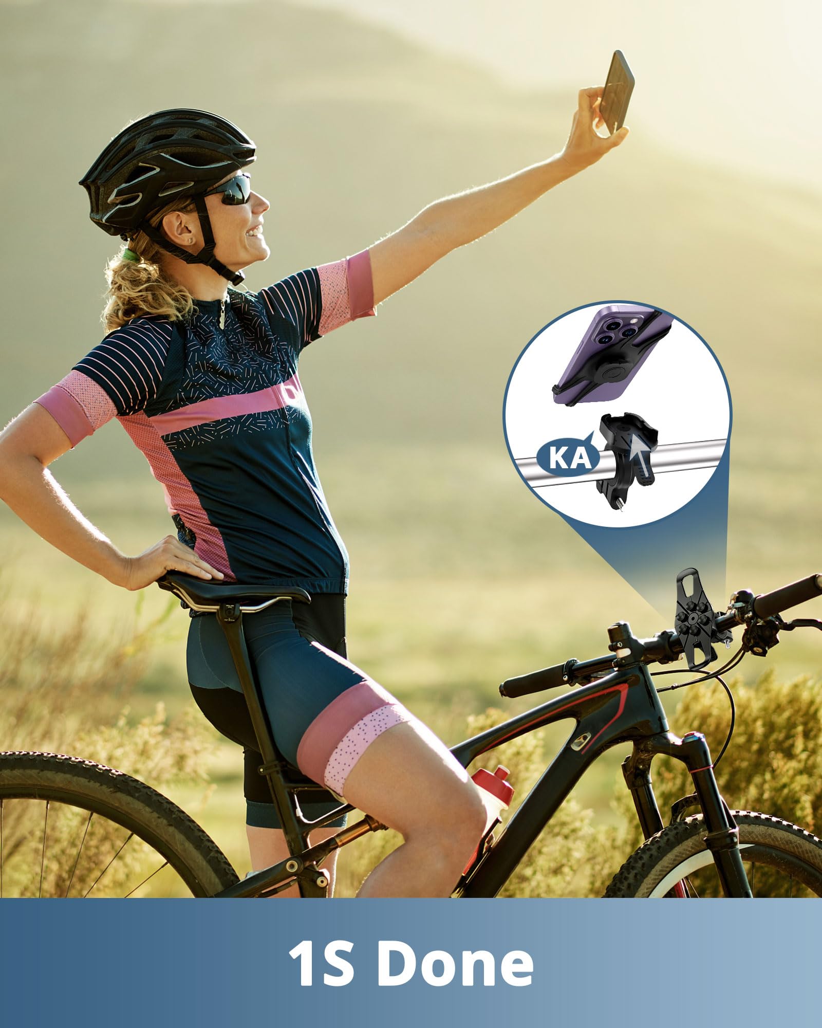 iFalarila 2024 Uchwyt rowerowy na telefon z mocną przyssawką, obrotowy o 360° uchwyt motocyklowy na telefon [1s Lock] Uniwersalny uchwyt na kierownicę kompatybilny ze smartfonami 4,5"-7,5"