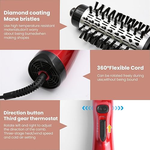 Miniatura 3 de Estilizador de aire caliente 3 en 1 y secador de pelo giratorio 360, cabello seco, alisar el cabello, secador de pelo Multitudet, cepillo secador de