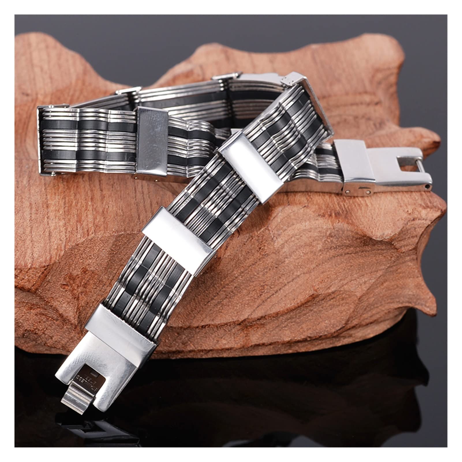 Cuero Pulsera de Acero Inoxidable Pulsera Masculina Brazalete Silicona Hombres Pulseras y Brazaletes Moda en la Cadena de Mano Joyería Ajustable Brazalete Brazalete