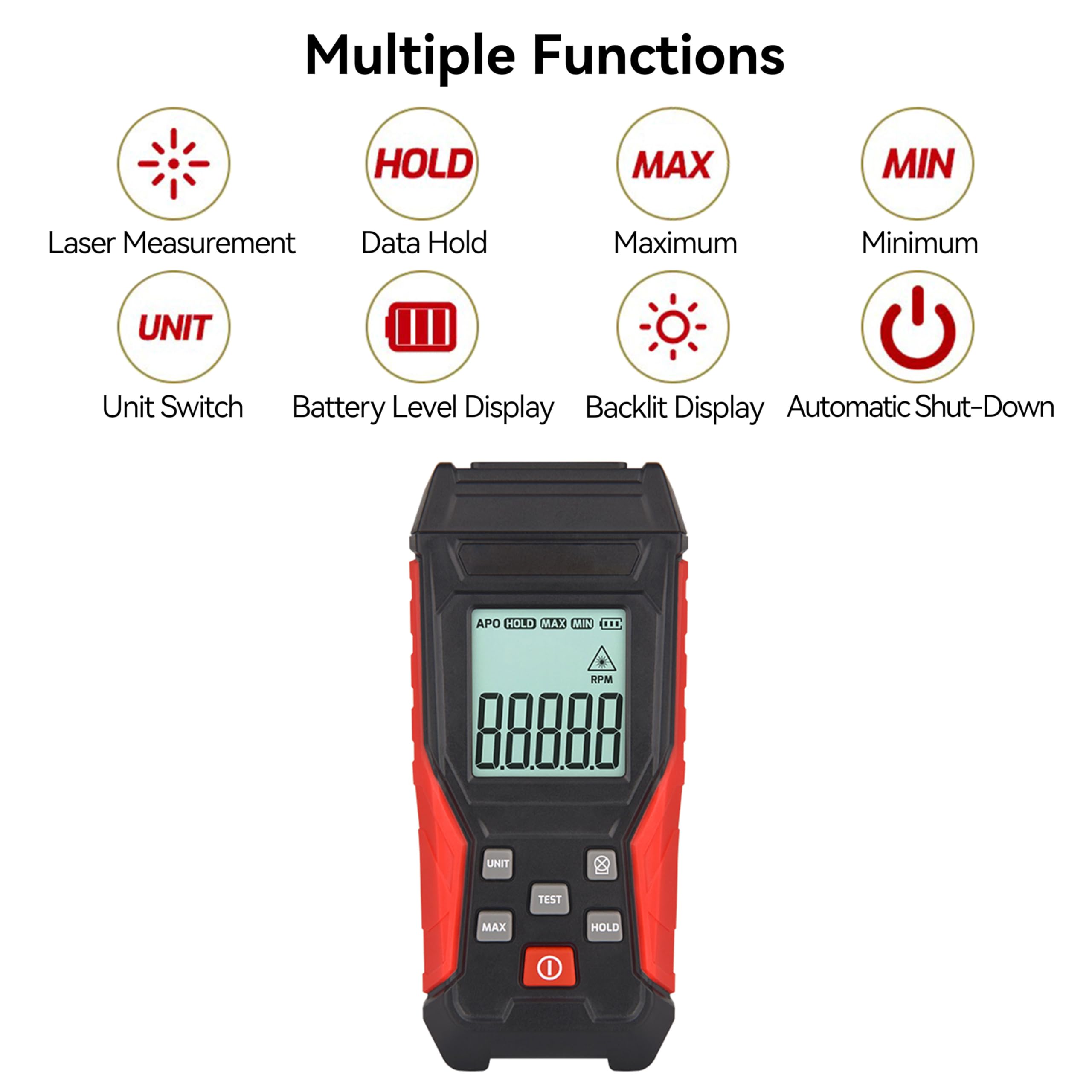 HFS Digital Tachometer - Non-Contact RPM Laser -5 HFS Digital Tachometer - Non-Contact RPM Laser -5