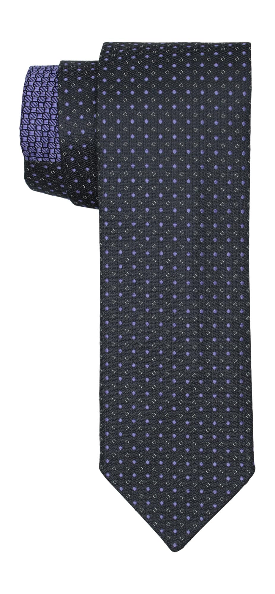 Canali 両面 グレー パープル 幾何学模様 スリム タイ, パープル, one Canali