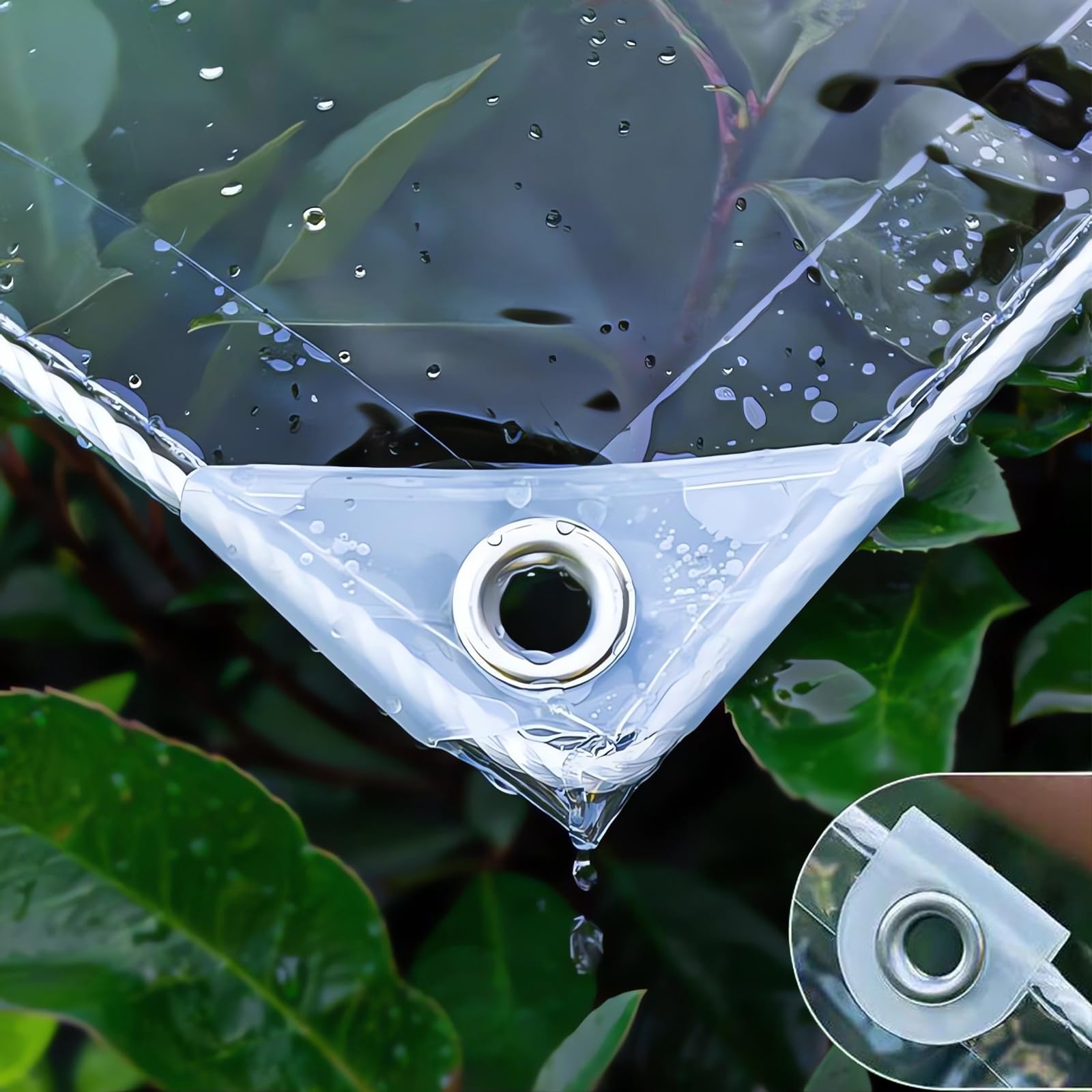 Transparent Abdeckplane Plane mit ösen aus PVC 0,3mm Wasserdicht 400g/㎡ Wetterfeste Regenschutz Klare Wetterfeste Gewebeplane für Gartenmöbel Pflanzen Pavillon, 1m x 3,2m