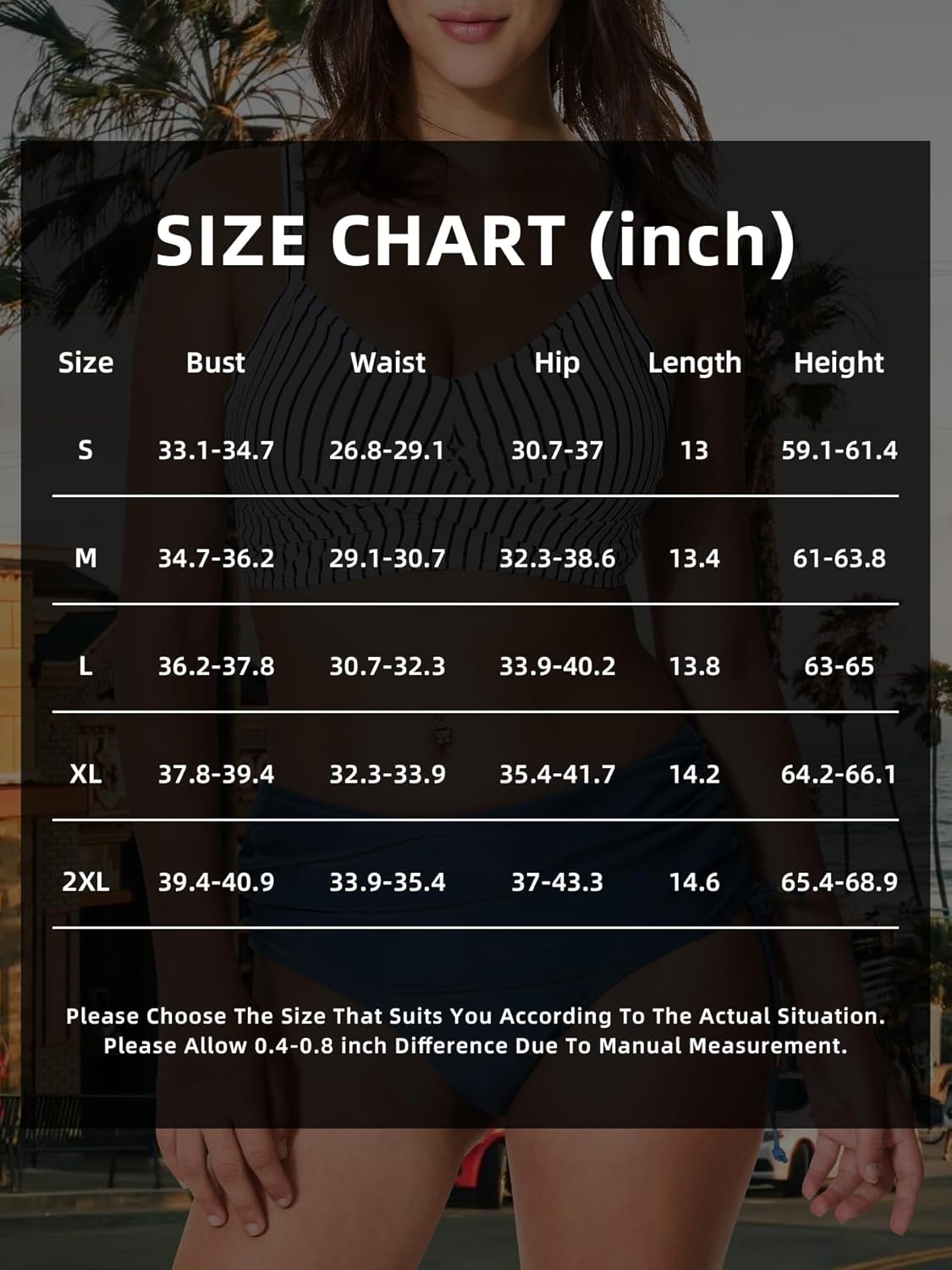 Women's High Waisted Bikini Sets Drawstring Tummy Control Bathing Suits Ruched 2 Piece Swimsuit Lace-up Swimwear - Image 7