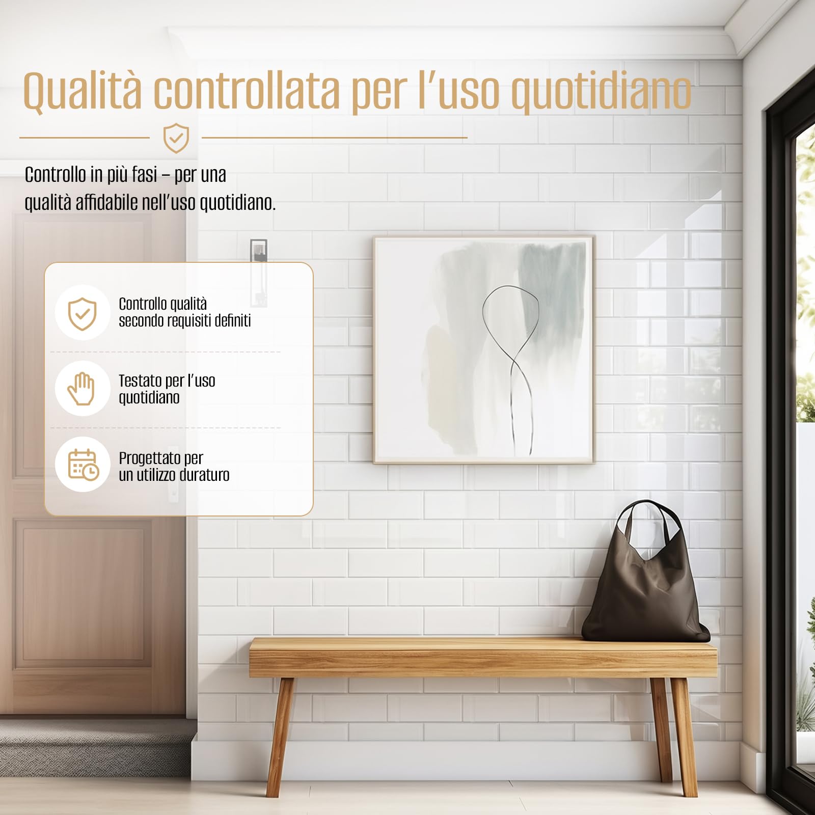 Adesivi per piastrelle, 3D, 10 pezzi, autoadesivi, per il retro della cucina, per soggiorno, camera da letto, cucina, bagno (Bianco)