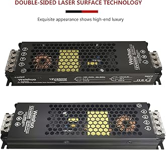 LED Driver 12V 400W 33.3A LED Transformer IP20 AC 220V to DC 12 Volt Constant Voltage Slim Switching Power Supply for LED Strip Lights LED Bulbs and Indoor Lamps, Black