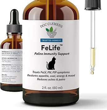دعم مناعة القطط FeLife، تقليل الحمل الفيروسي لفيروس ابيضاض الدم القططي، زجاجة واحدة