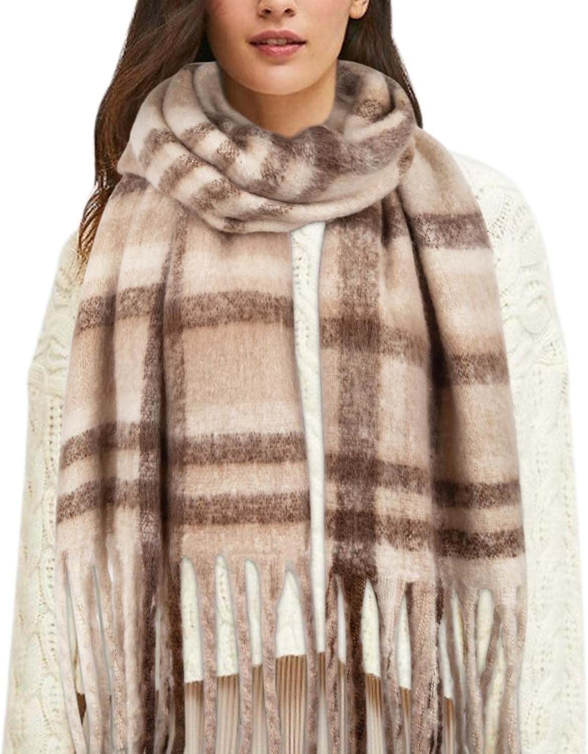 Womens Scarf Winter Big Colorful Checked Thick Warm Soft Scarves Casual Tassel Blanket Scarf - Image 7